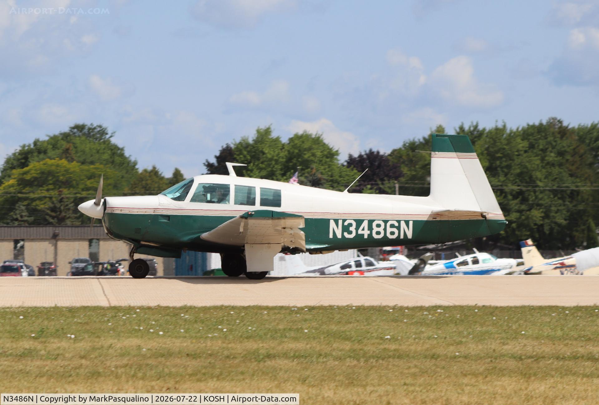 Aircraft N3486N, 1967 Mooney M20F Executive, c/n 680068, Mooney M20F, at KOSH, photo by MarkPasqualino