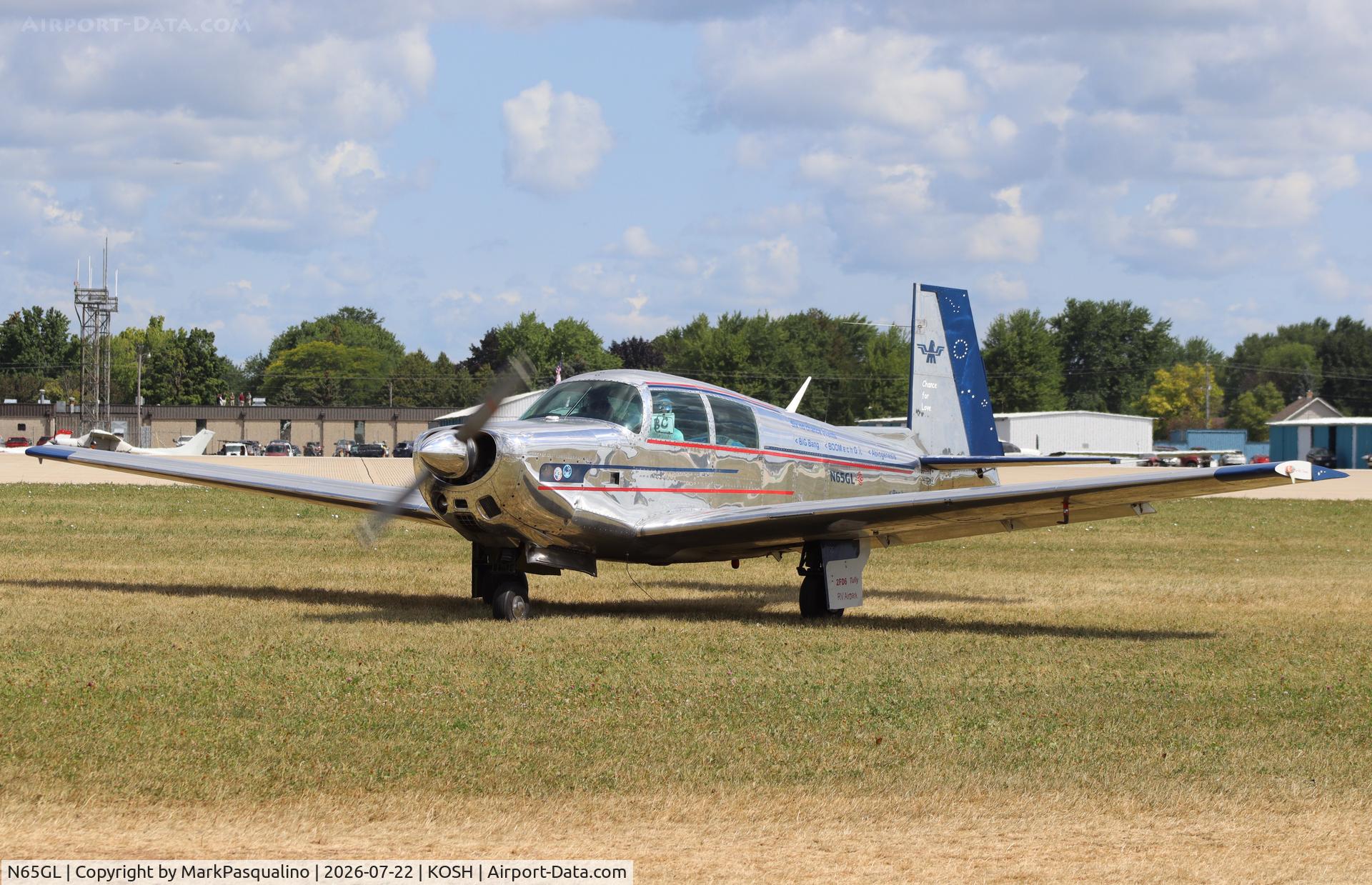 Aircraft N65GL, 1964 Mooney M20E, c/n 542, Mooney M20E, at KOSH, photo by MarkPasqualino