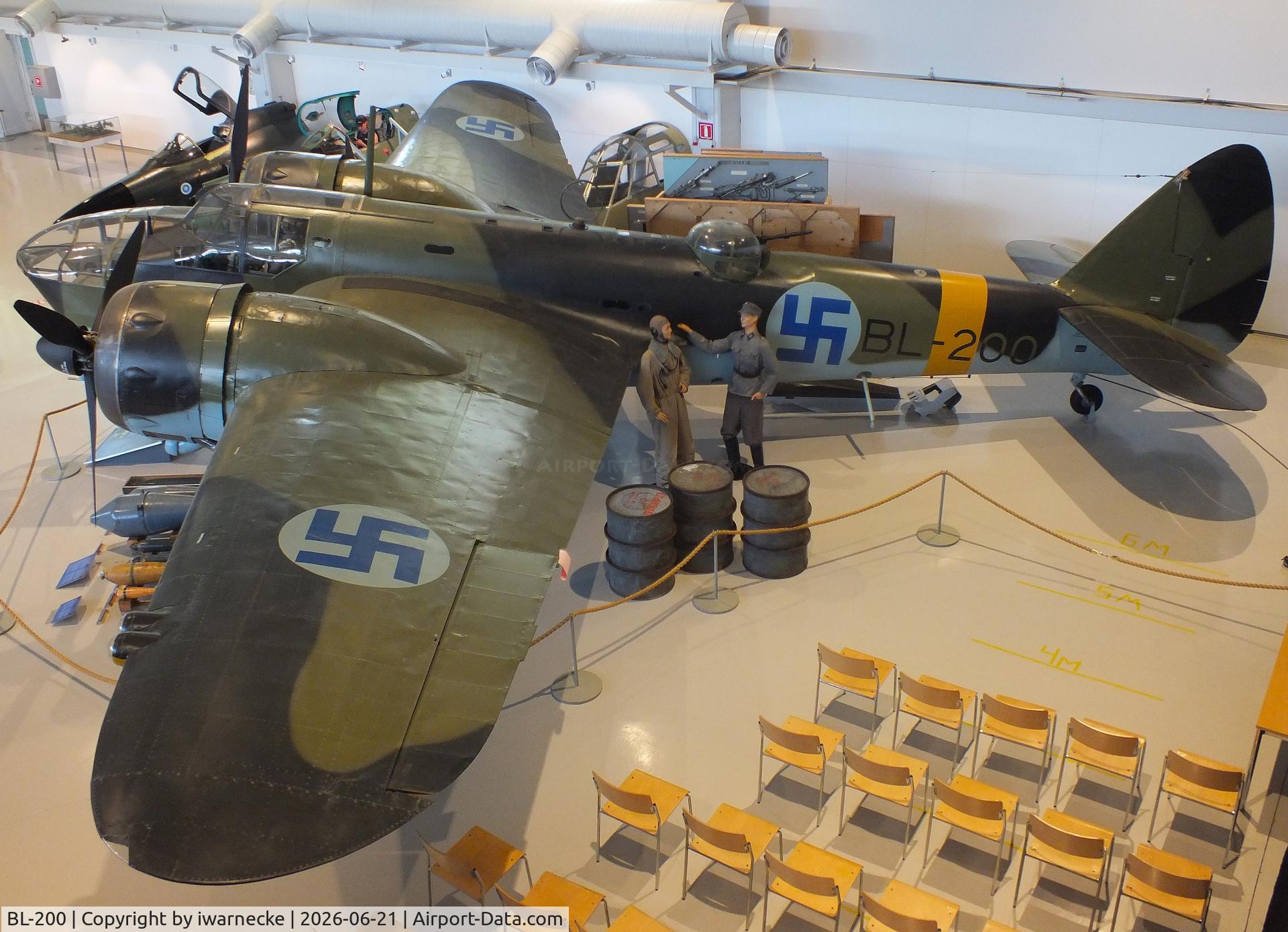 Aircraft BL-200, Bristol Blenheim Mk.IV, c/n VI/3, Bristol Blenheim IV at the Suomen Ilmavoimamuseo (Finnish Air Force Museum, formerly known as Keski-Suomen Ilmailumuseo / Aviation Museum of Central Finland), Jyväskylä-Tikkakoski, photo by iwarnecke