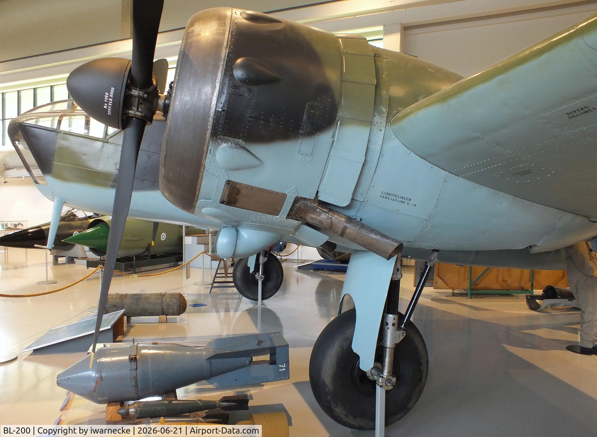 Aircraft BL-200, Bristol Blenheim Mk.IV, c/n VI/3, Bristol Blenheim IV at the Suomen Ilmavoimamuseo (Finnish Air Force Museum, formerly known as Keski-Suomen Ilmailumuseo / Aviation Museum of Central Finland), Jyväskylä-Tikkakoski, photo by iwarnecke
