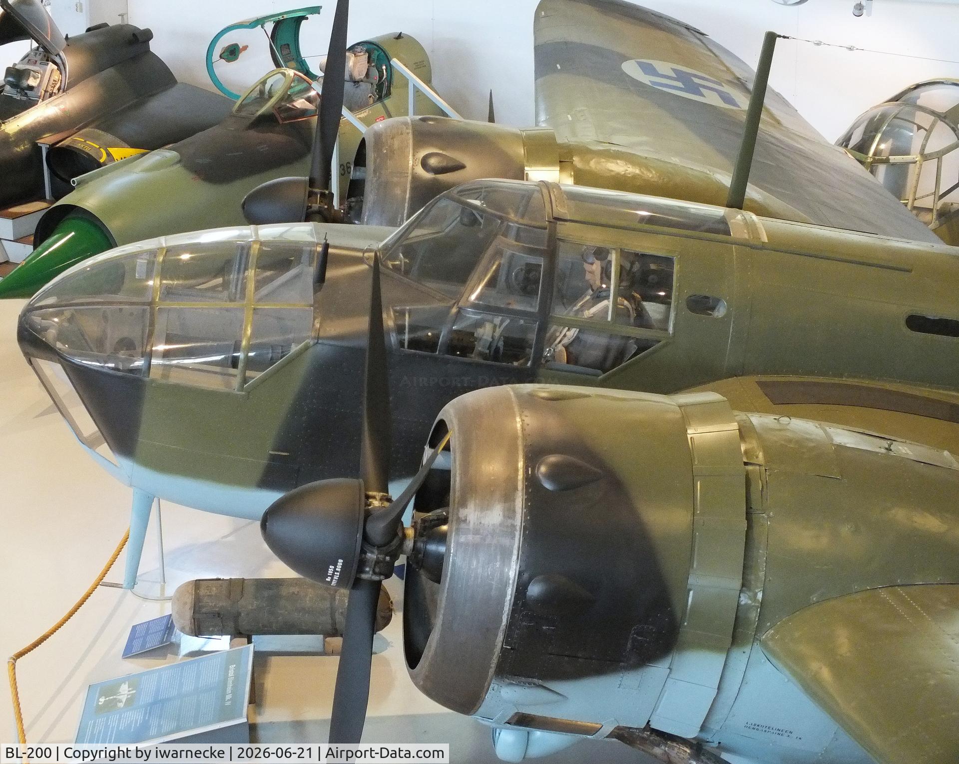 Aircraft BL-200, Bristol Blenheim Mk.IV, c/n VI/3, Bristol Blenheim IV at the Suomen Ilmavoimamuseo (Finnish Air Force Museum, formerly known as Keski-Suomen Ilmailumuseo / Aviation Museum of Central Finland), Jyväskylä-Tikkakoski, photo by iwarnecke