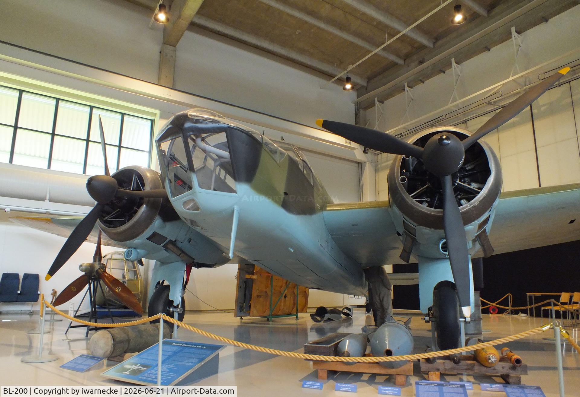 Aircraft BL-200, Bristol Blenheim Mk.IV, c/n VI/3, Bristol Blenheim IV at the Suomen Ilmavoimamuseo (Finnish Air Force Museum, formerly known as Keski-Suomen Ilmailumuseo / Aviation Museum of Central Finland), Jyväskylä-Tikkakoski, photo by iwarnecke