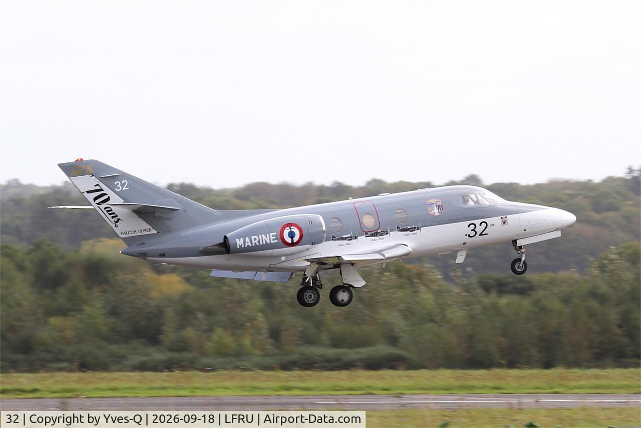 Aircraft 32, 1974 Dassault Falcon 10MER, c/n 32, Dassault Falcon 10MER, On final rwy 22, Morlaix-Ploujean airport (LFRU-MXN), at LFRU, photo by Yves-Q