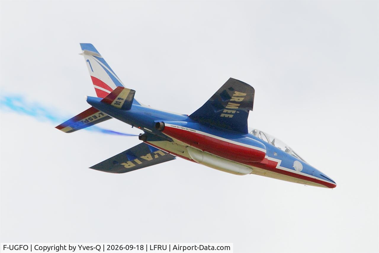 Aircraft F-UGFO, Dassault -Dornier Alpha jet E, c/n E81, Dassault -Dornier Alpha jet , Leader of Patrouille de France 2026, On display, Morlaix-Ploujean airport (LFRU-MXN), at LFRU, photo by Yves-Q