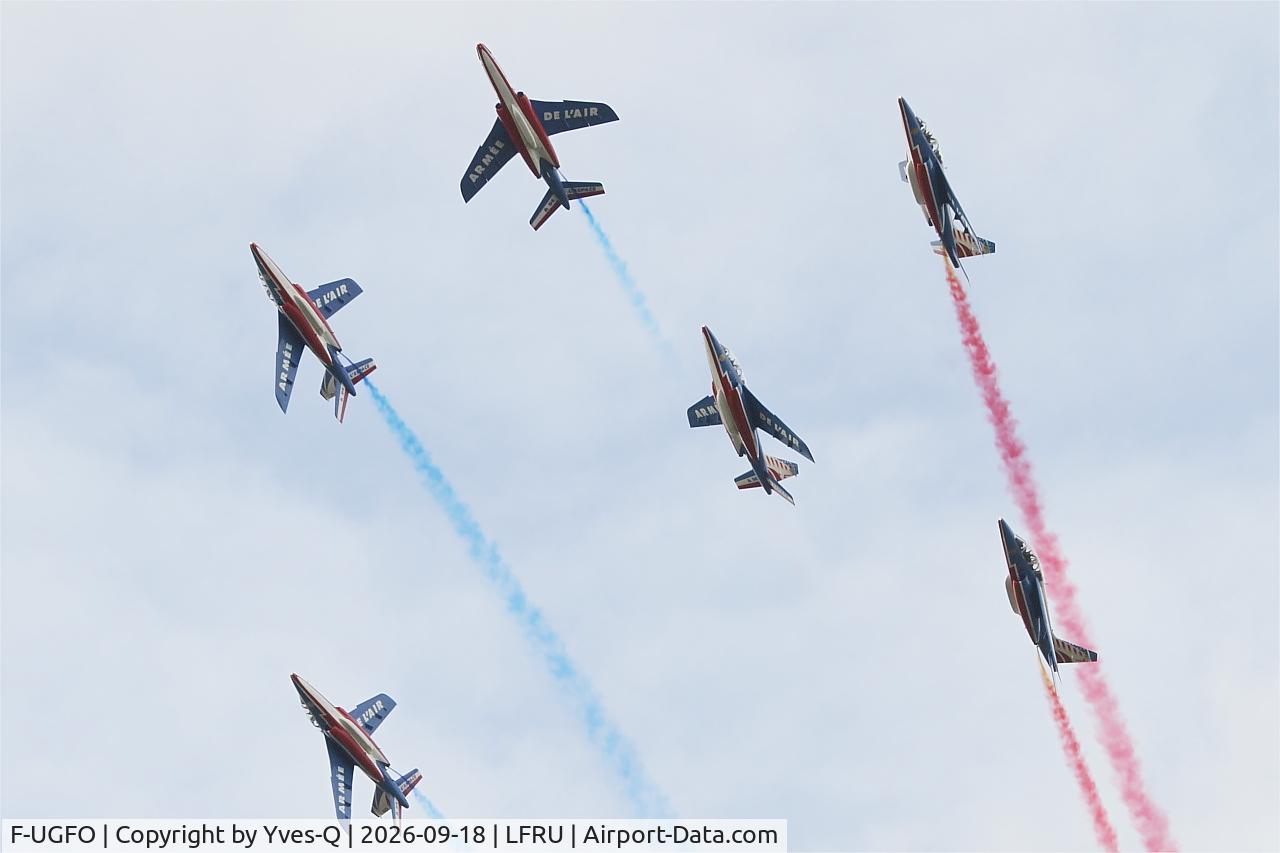 Aircraft F-UGFO, Dassault -Dornier Alpha jet E, c/n E81, Dassault -Dornier Alpha jet , Leader of Patrouille de France 2026, On display, Morlaix-Ploujean airport (LFRU-MXN), at LFRU, photo by Yves-Q