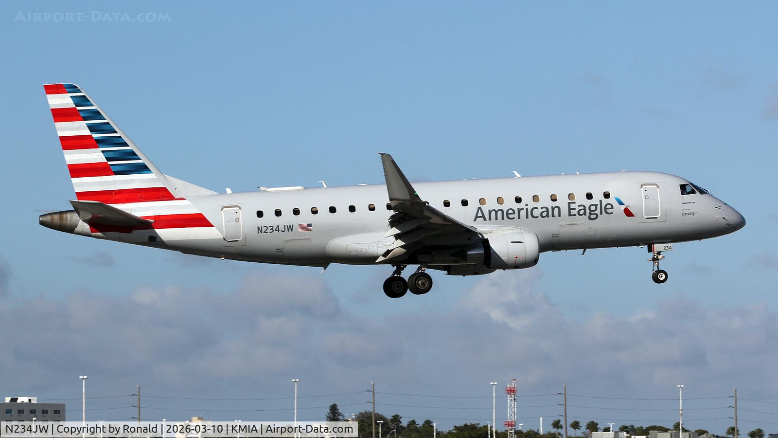 Aircraft N234JW, 2016 Embraer 175LR (ERJ-170-200LR), c/n 17000566, at mia, at KMIA, photo by Ronald