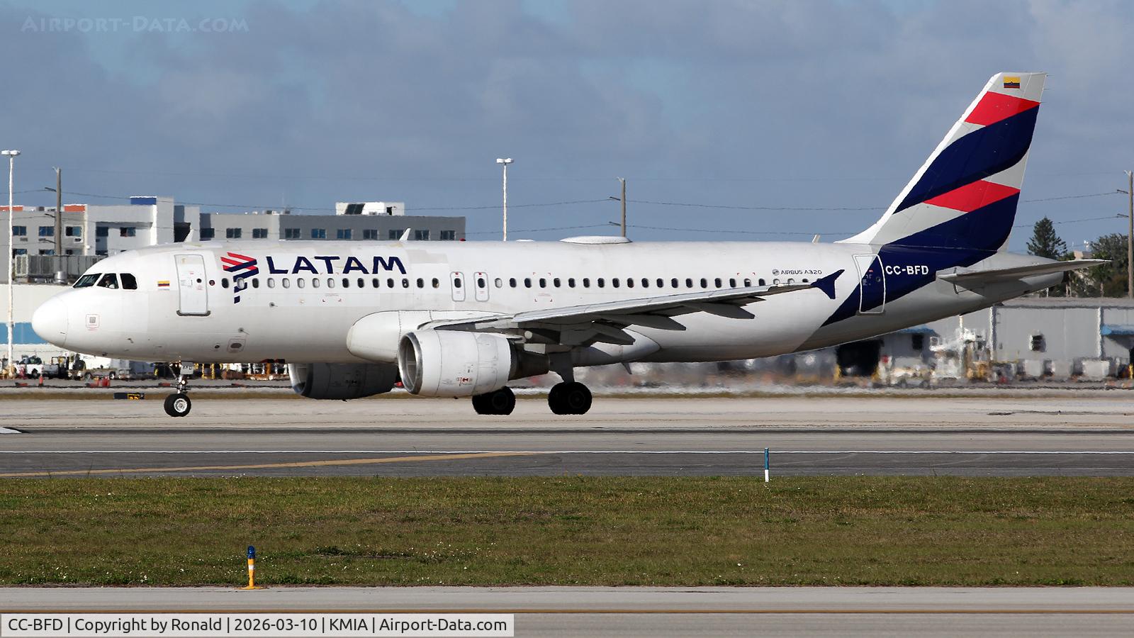 Aircraft CC-BFD, 2012 Airbus A320-214, c/n 5324, at mia, at KMIA, photo by Ronald