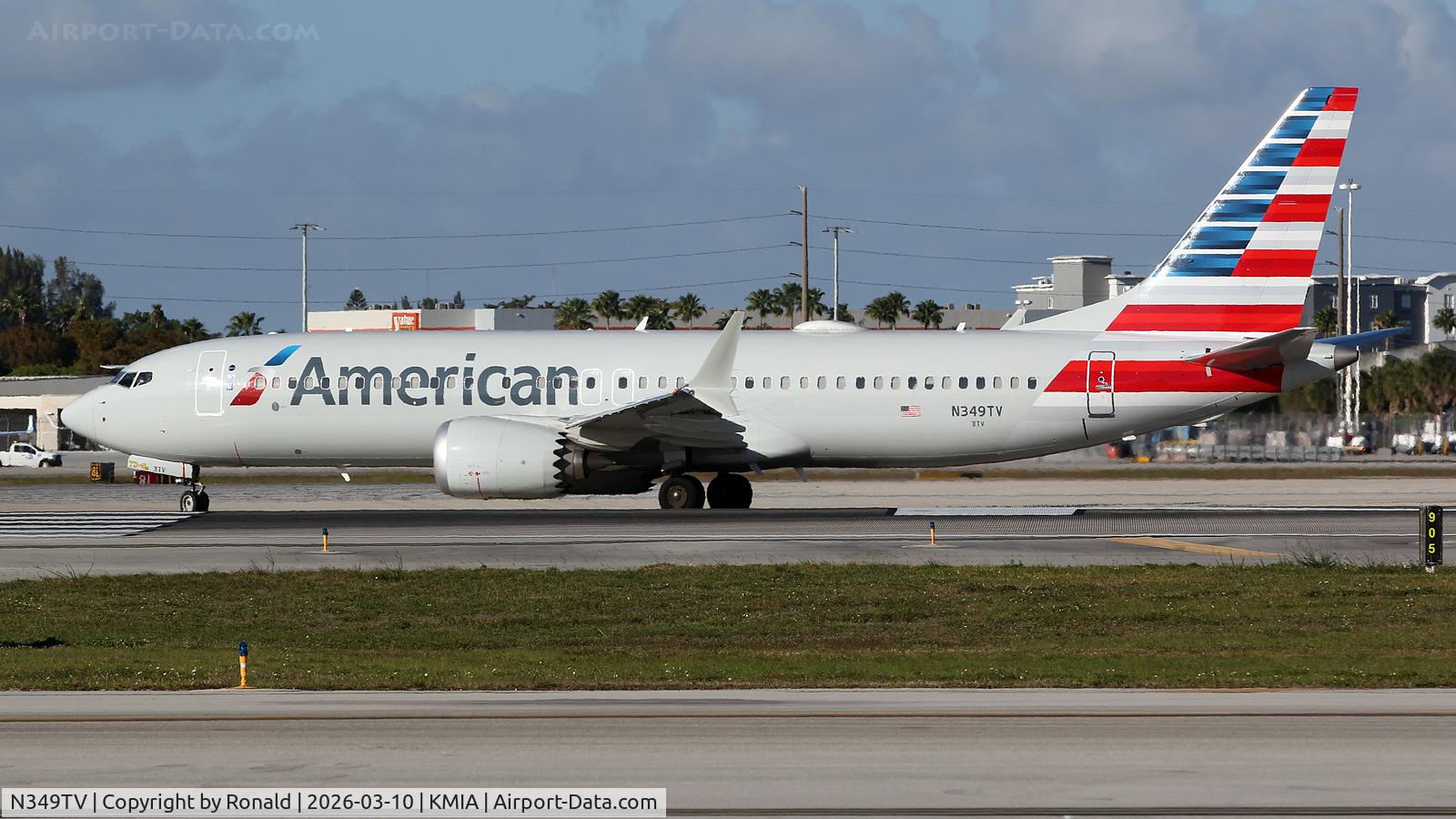 Aircraft N349TV, 2024 Boeing 737-8 MAX, c/n 44493 l/n 8950, at mia, at KMIA, photo by Ronald