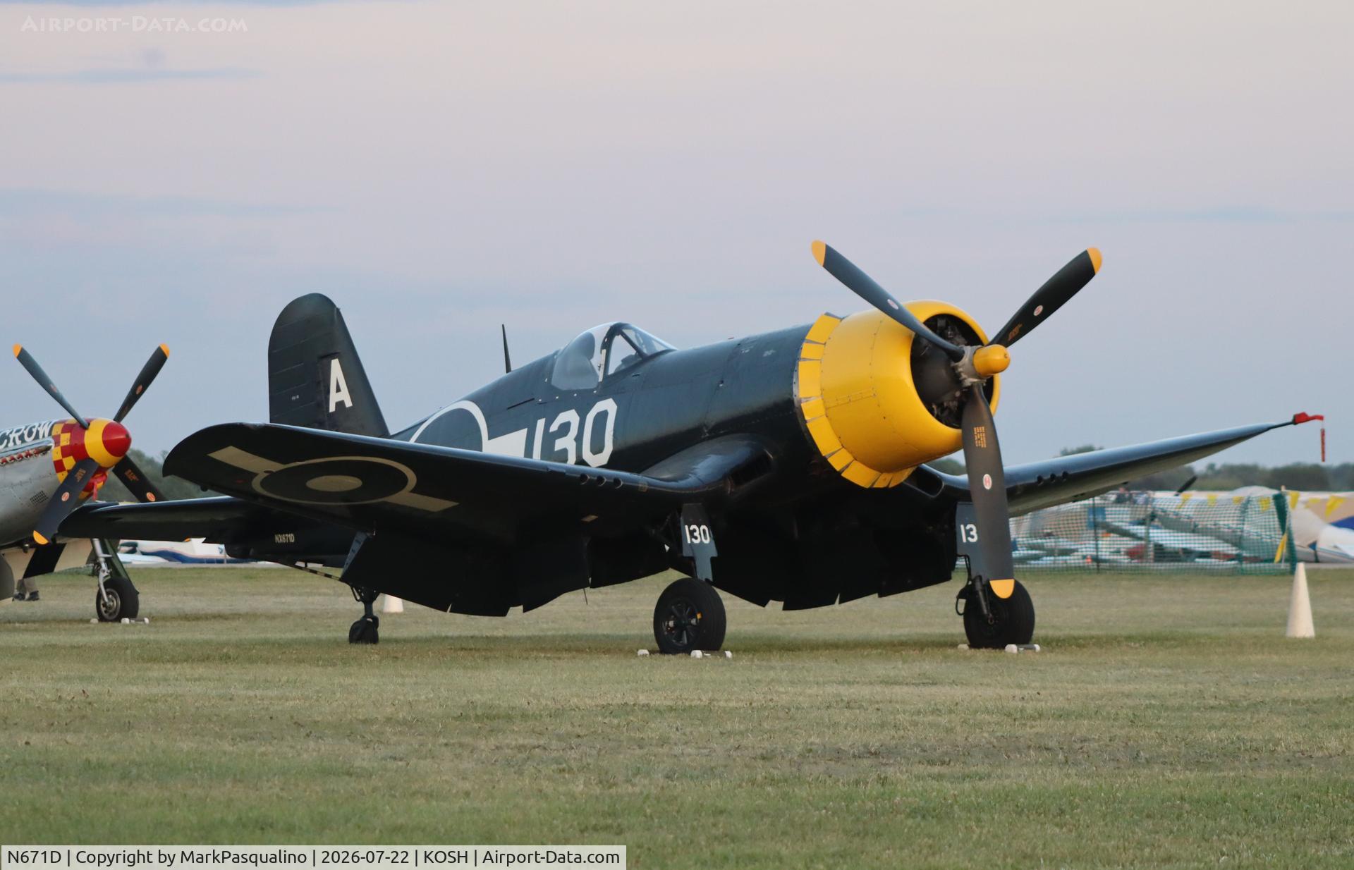 Aircraft N671D, 1945 Goodyear Aircraft Corp FG1D, c/n 3111, Goodyear FG1D, at KOSH, photo by MarkPasqualino