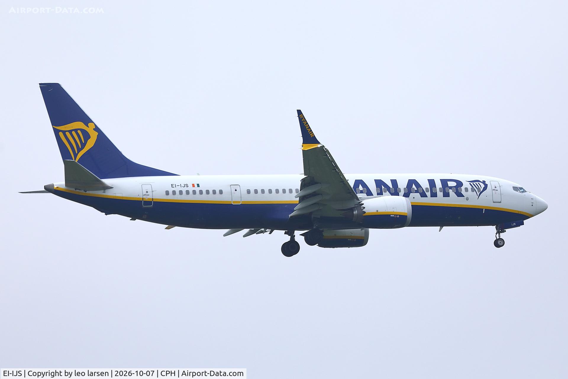 Aircraft EI-IJS, 2024 Boeing 737-8 MAX 200, c/n 67104, Copenhagen 7.10.2026, at CPH, photo by leo larsen