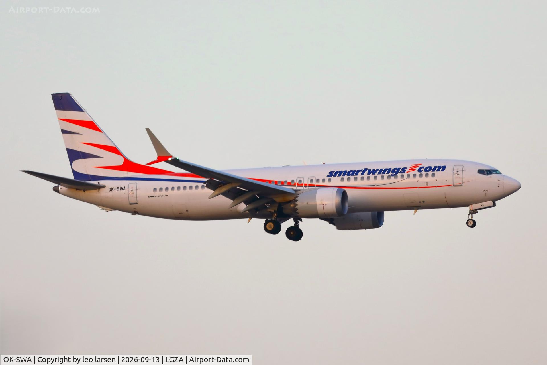 Aircraft OK-SWA, 2017 Boeing 737-8 MAX, c/n 43555, Zakynthos 13.9.2026, at LGZA, photo by leo larsen