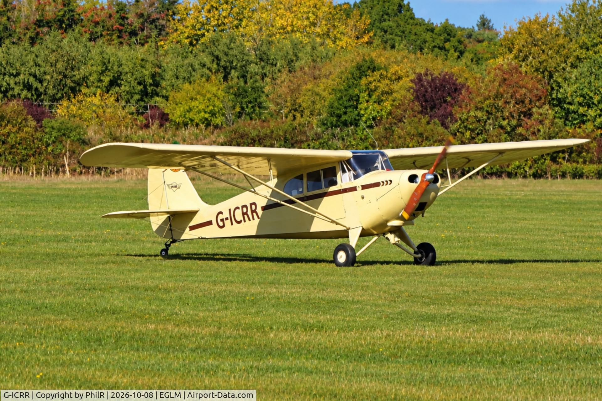 Aircraft G-ICRR, 1947 Aeronca 11AC Chief, c/n 11AC-1605, G-ICRR 1947 Aeronca 11AC Chief White Waltham, at EGLM, photo by PhilR