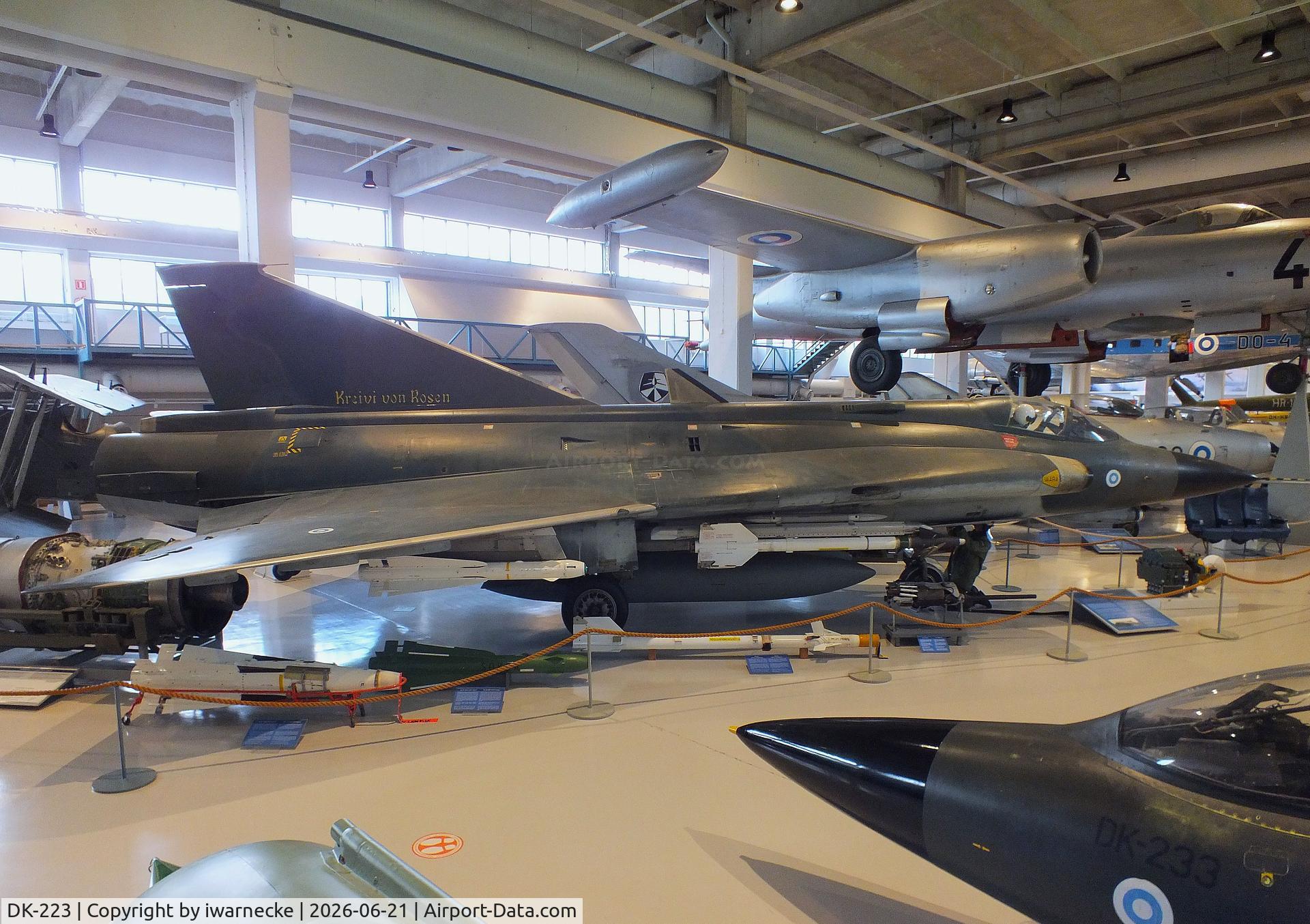 Aircraft DK-223, Saab J-35XS Draken, c/n 35-1312, SAAB J35XS Draken at the Suomen Ilmavoimamuseo (Finnish Air Force Museum, formerly known as Keski-Suomen Ilmailumuseo / Aviation Museum of Central Finland), Jyväskylä-Tikkakoski, photo by iwarnecke