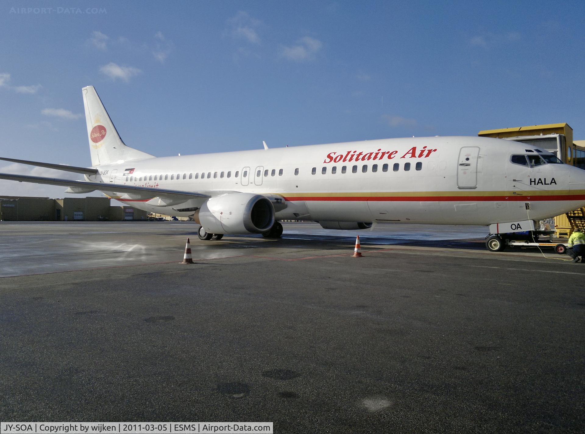 Aircraft JY-SOA, 1994 Boeing 737-4Q8, c/n 25109, Ramp, at ESMS, photo by wijken