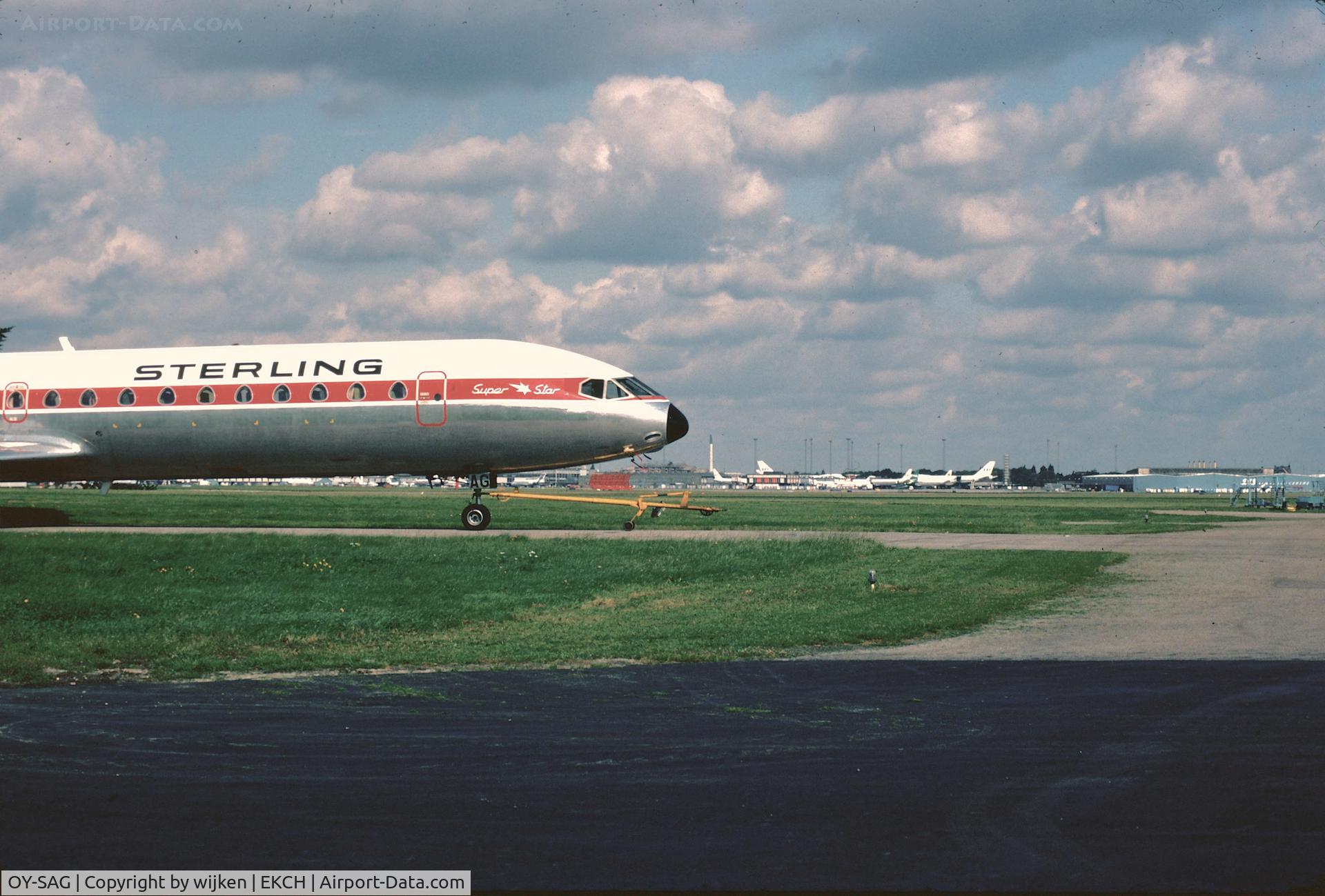 Aircraft OY-SAG, 1972 Aerospatiale SE-210 Caravelle 12, c/n 276, Hangar area, at EKCH, photo by wijken