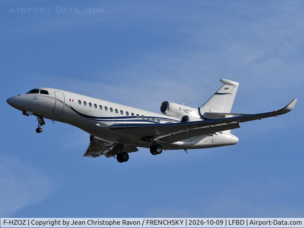 Aircraft F-HZOZ, 2019 DASSAULT AVIATION Falcon 8X, c/n 459, COTAM 0001 (E. Macron), at LFBD, photo by Jean Christophe Ravon / FRENCHSKY