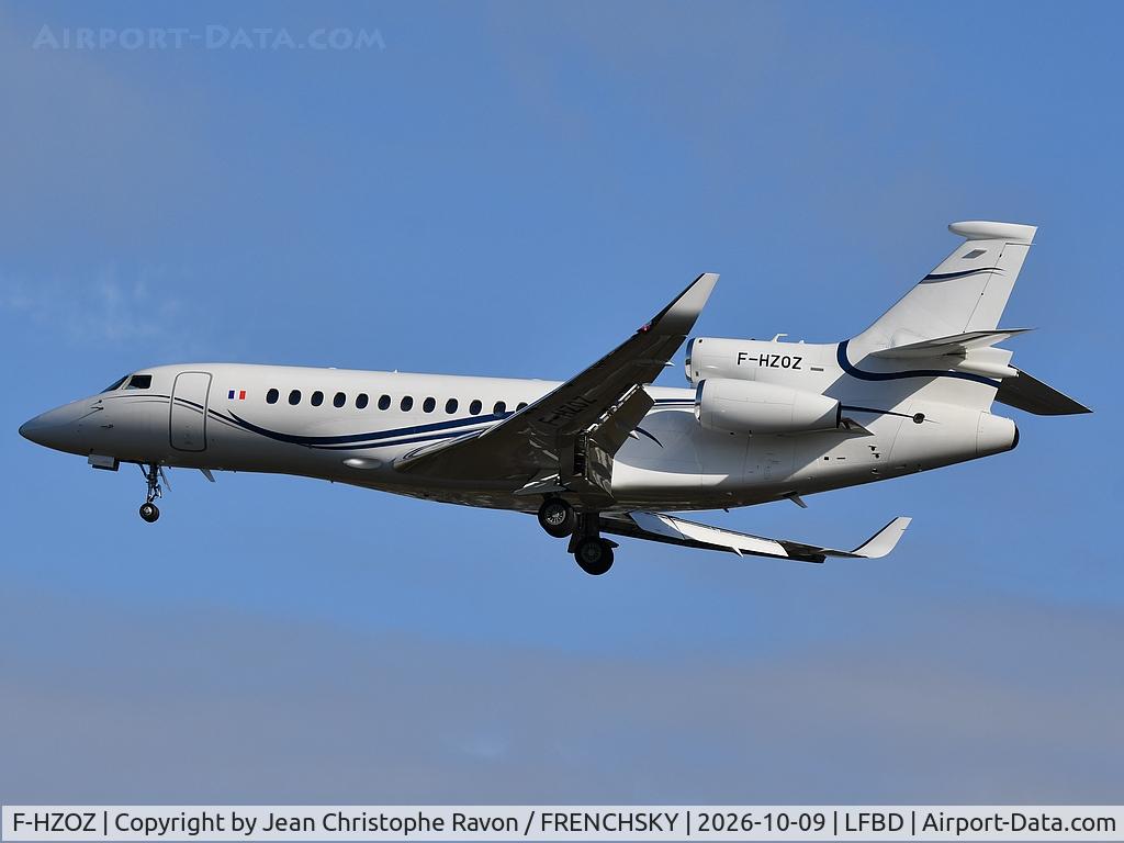 Aircraft F-HZOZ, 2019 DASSAULT AVIATION Falcon 8X, c/n 459, COTAM 0001 (E. Macron), at LFBD, photo by Jean Christophe Ravon / FRENCHSKY