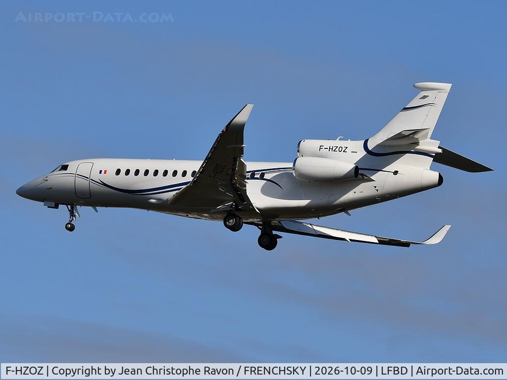 Aircraft F-HZOZ, 2019 DASSAULT AVIATION Falcon 8X, c/n 459, COTAM 0001 (E. Macron), at LFBD, photo by Jean Christophe Ravon / FRENCHSKY
