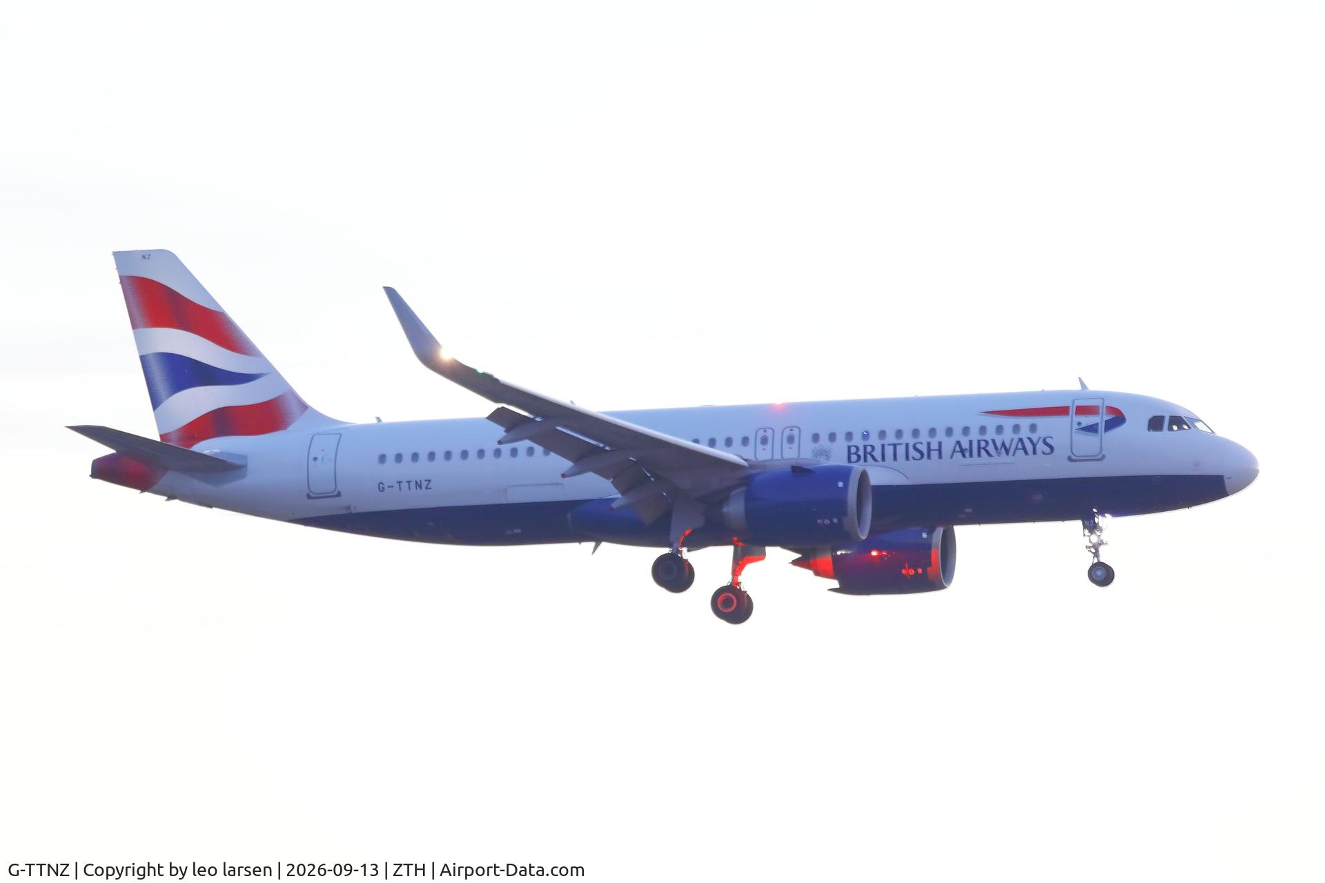 Aircraft G-TTNZ, 2024 Airbus A320-251 Neo, c/n 12158, Zakynthos 13.9.2026, at ZTH, photo by leo larsen
