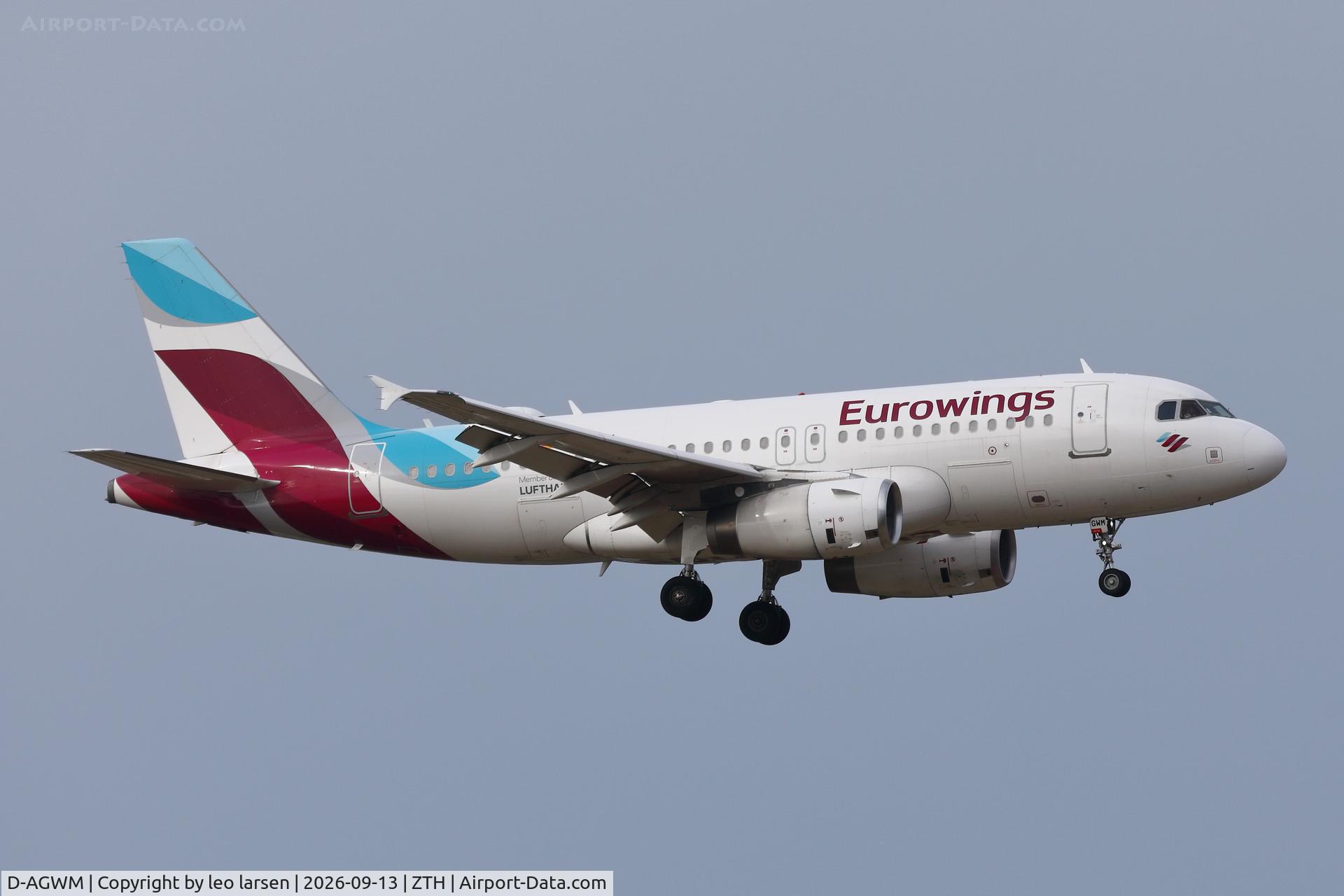 Aircraft D-AGWM, 2009 Airbus A319-132, c/n 3839, Zakynthos 13.9.2026, at ZTH, photo by leo larsen