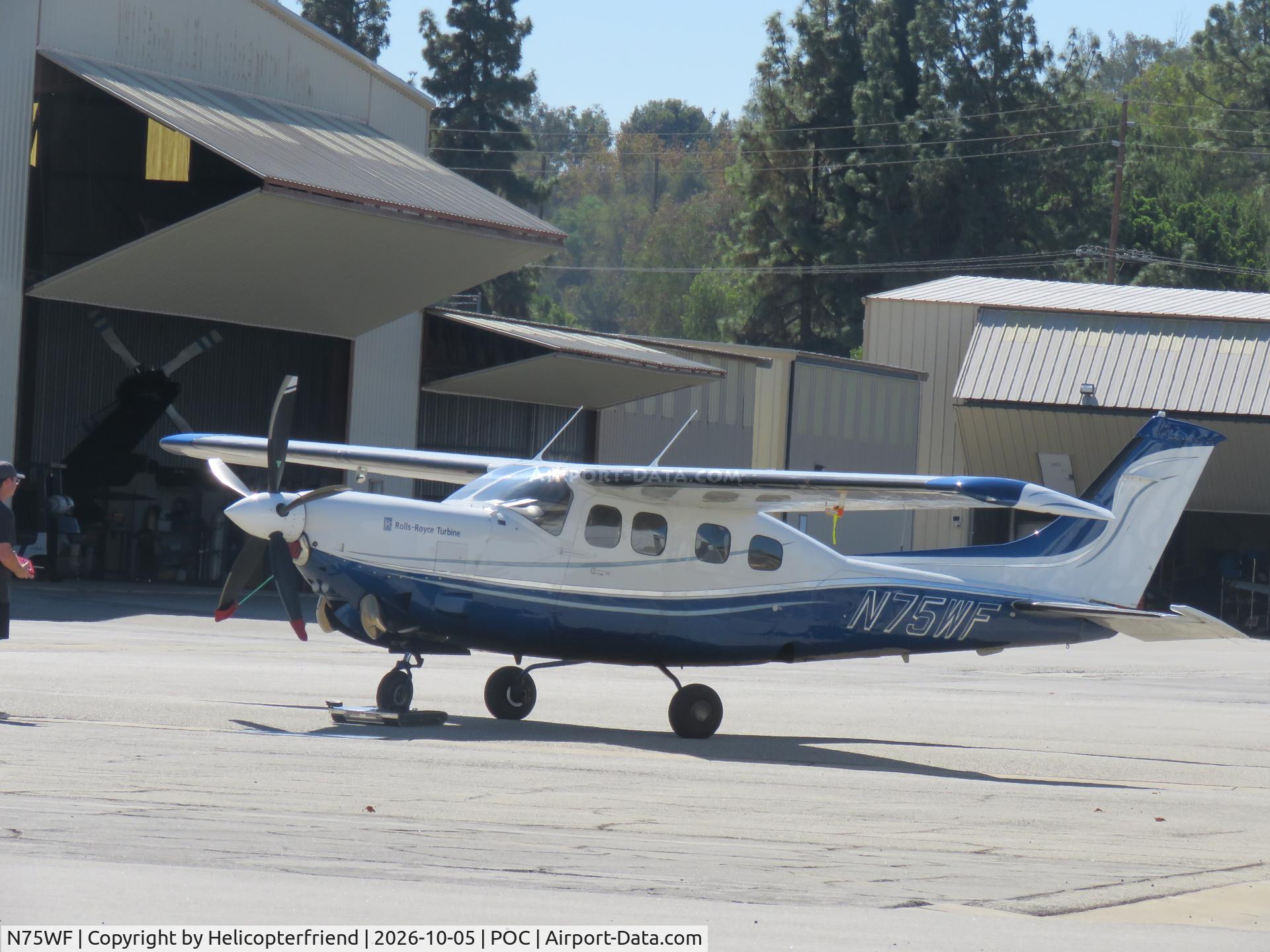 Aircraft N75WF, 1980 Cessna P210N Silver Eagle Pressurised Centurion, c/n P21000617, Being readied for a flight, at POC, photo by Helicopterfriend