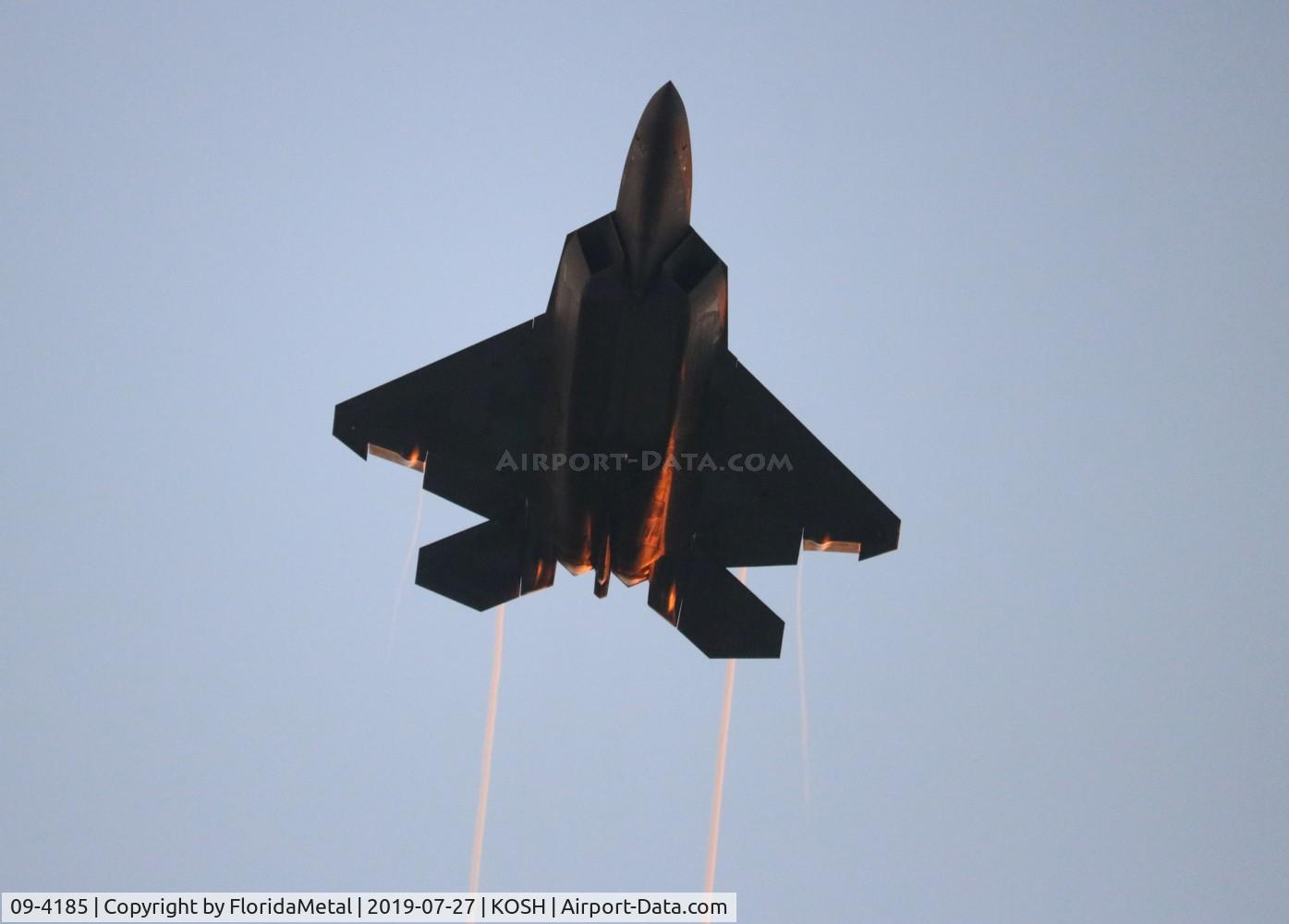 Aircraft 09-4185, Lockheed Martin F-22A Raptor, c/n 4185, OSH 2019 zx, at KOSH, photo by FloridaMetal