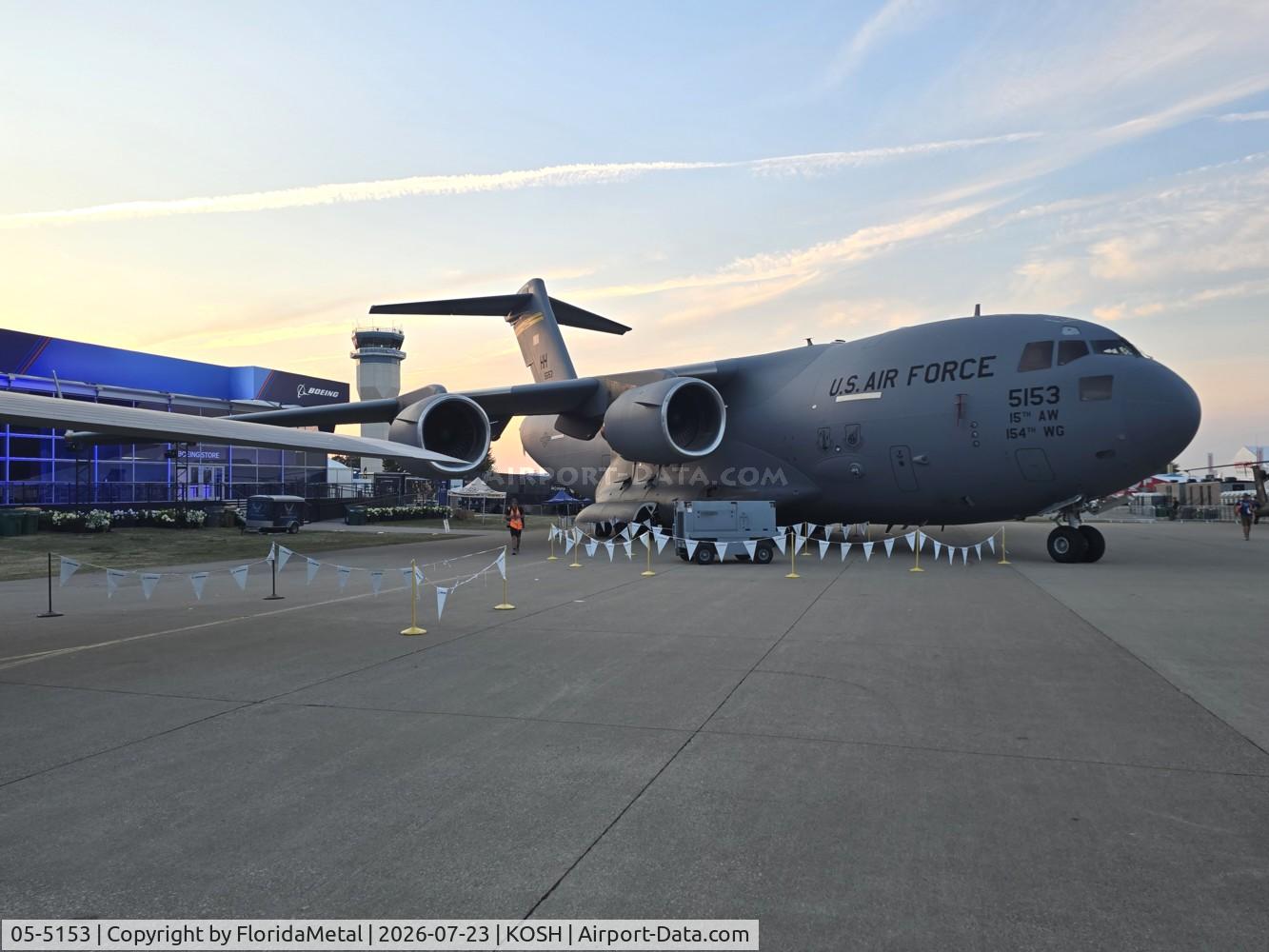 Aircraft 05-5153, 2005 Boeing C-17A Globemaster III, c/n P-153, USAF C-17A zx, at KOSH, photo by FloridaMetal
