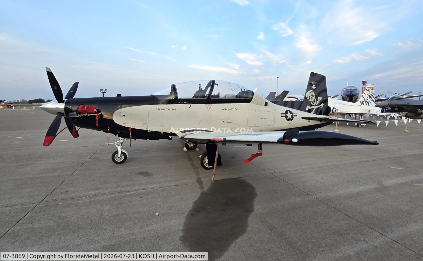 Aircraft 07-3869, 2007 Raytheon T-6A Texan II, c/n PT-424, USAF T-6A special livery zx, at KOSH, photo by FloridaMetal