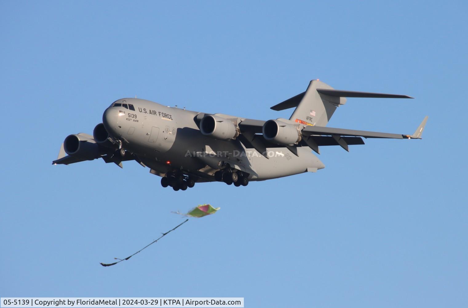 Aircraft 05-5139, Boeing C-17A Globemaster III, c/n P-139, USAF C-17A zx RIV-TPA, at KTPA, photo by FloridaMetal