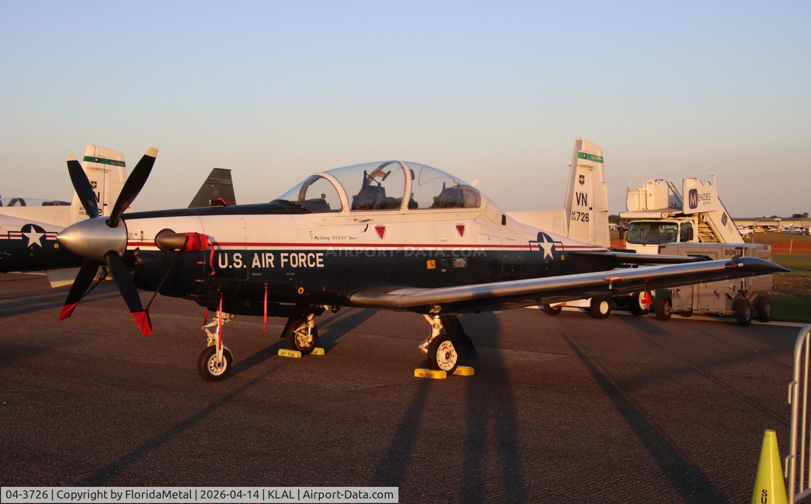 Aircraft 04-3726, 2004 Raytheon T-6A Texan II, c/n PT-278, USAF T-6A zx, at KLAL, photo by FloridaMetal
