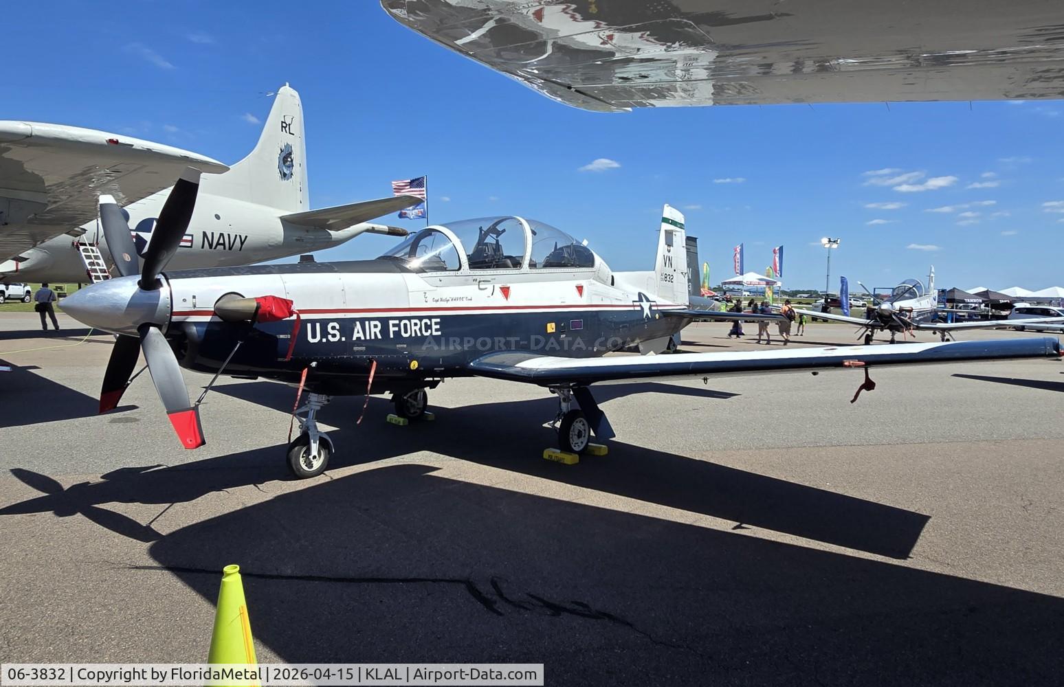 Aircraft 06-3832, 2006 Raytheon T-6A Texan II, c/n PT-387, USAF T-6A zx, at KLAL, photo by FloridaMetal