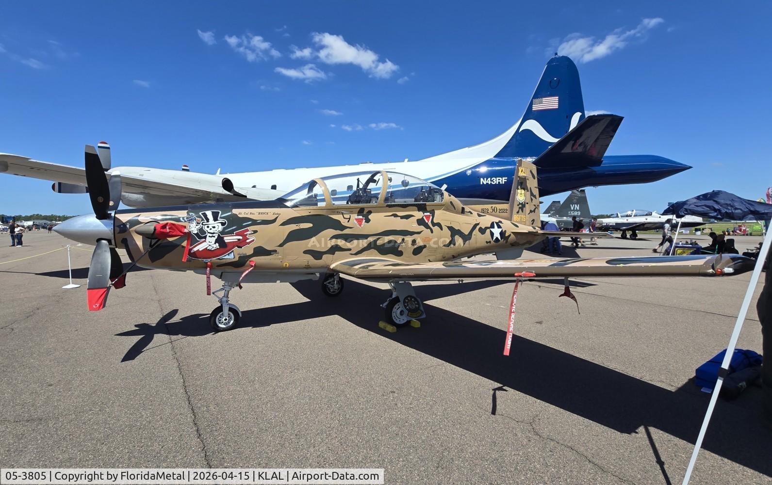 Aircraft 05-3805, 2005 Raytheon T-6A Texan II, c/n PT-359, Sun N Fun 2026 zx LAL, at KLAL, photo by FloridaMetal