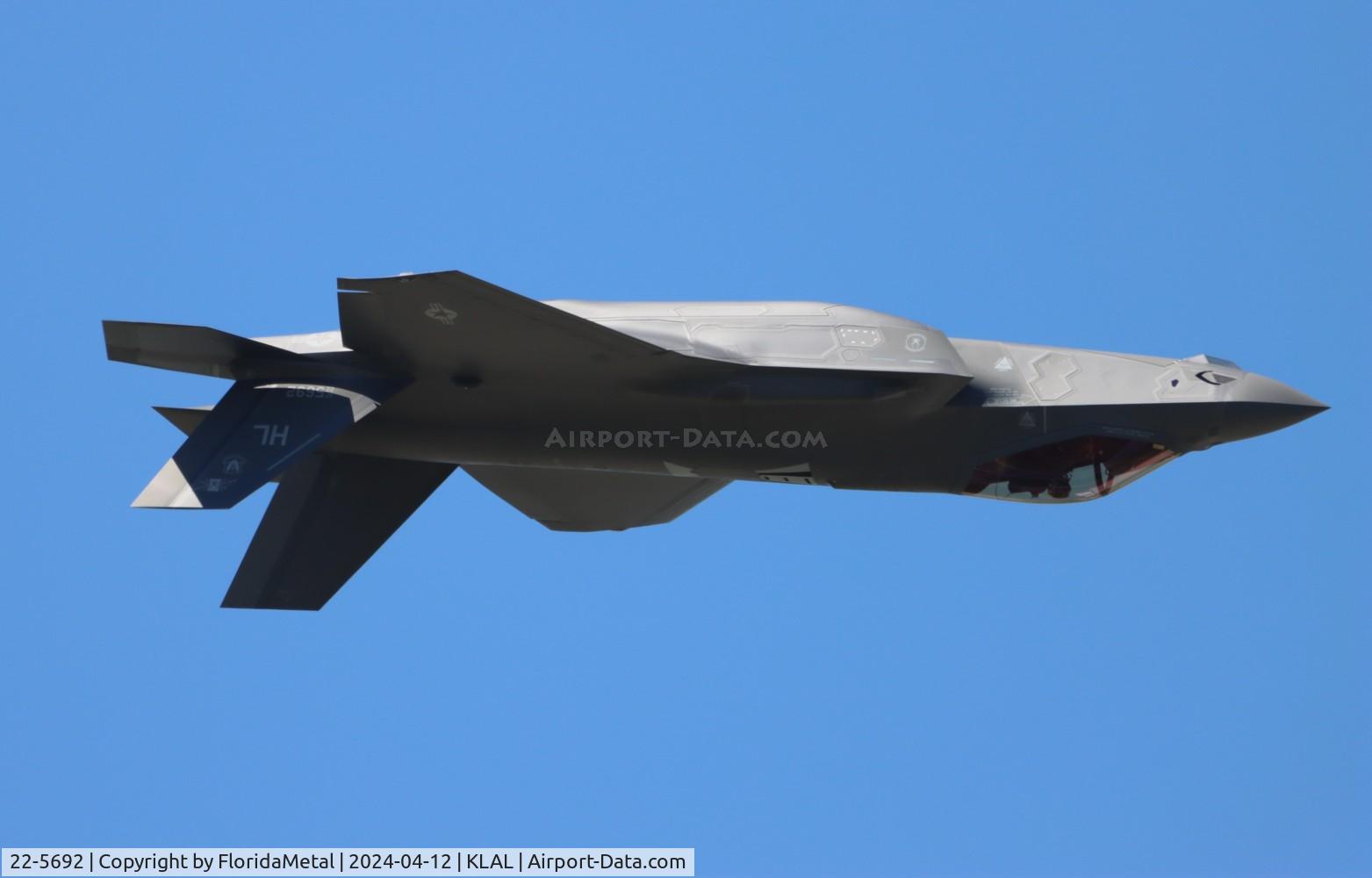 Aircraft 22-5692, 2022 Lockheed Martin F-35A Lightning, c/n AF-393, USAF F-35A zx, at KLAL, photo by FloridaMetal