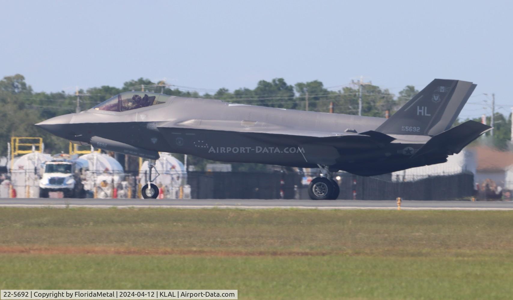 Aircraft 22-5692, 2022 Lockheed Martin F-35A Lightning, c/n AF-393, USAF F-35A zx, at KLAL, photo by FloridaMetal