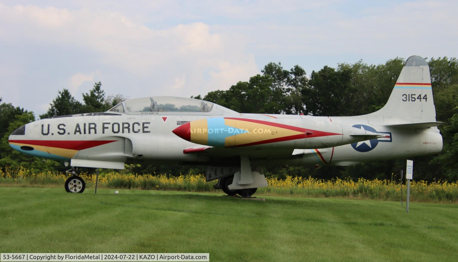 Aircraft 53-5667, 1953 Lockheed T-33B Shooting Star, c/n 580-9006, USAF T-33 zx, at KAZO, photo by FloridaMetal