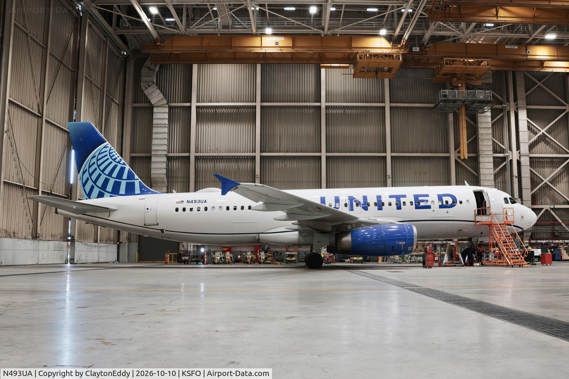 Aircraft N493UA, 2002 Airbus A320-232, c/n 1821, SFO 2026, at KSFO, photo by ClaytonEddy