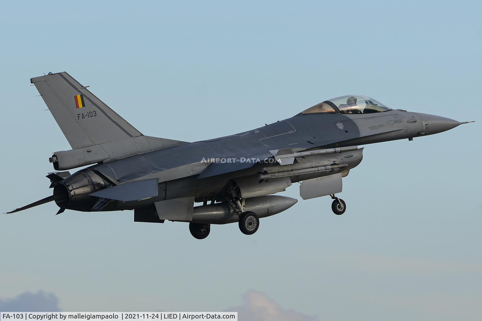 Aircraft FA-103, SABCA F-16AM Fighting Falcon, c/n 6H-103, FA-103, at LIED, photo by malleigiampaolo