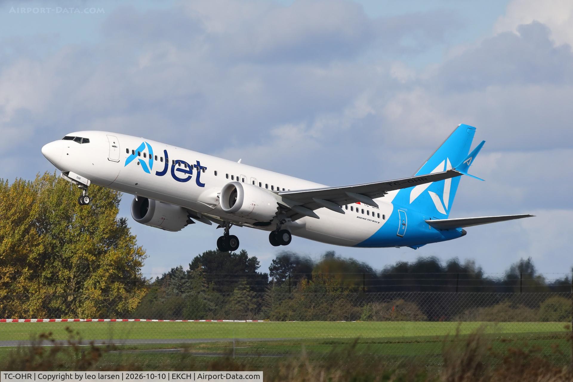 Aircraft TC-OHR, 2025 Boeing 737-8 MAX, c/n 61301 l/n 9377, Copenhagen 1010.2026, at EKCH, photo by leo larsen