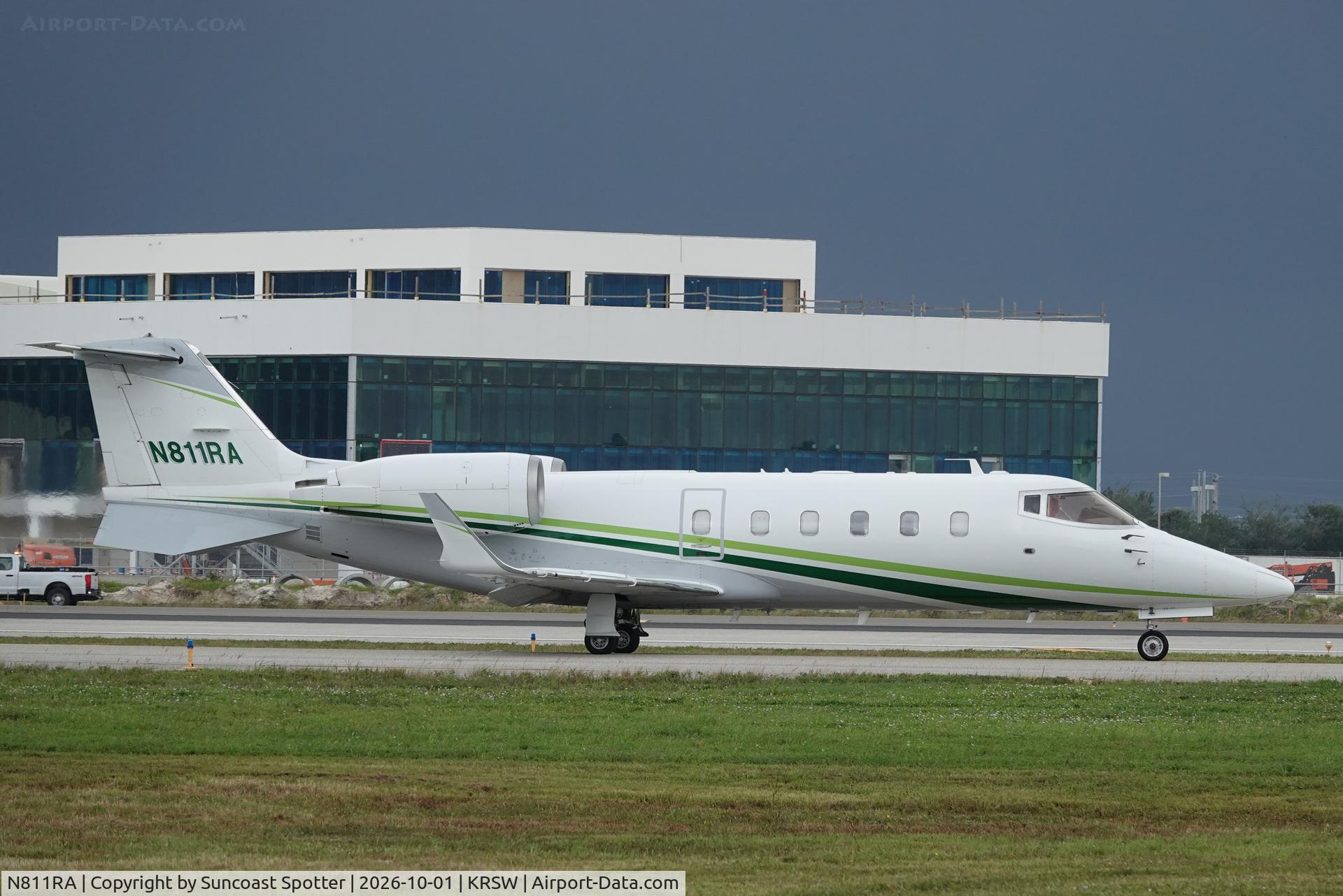 Aircraft N811RA, Learjet Inc 60, c/n 264, Lear 811RA taxis at Southwest Florida International Airport prior to flight to Rochester International Airport, at KRSW, photo by Suncoast Spotter