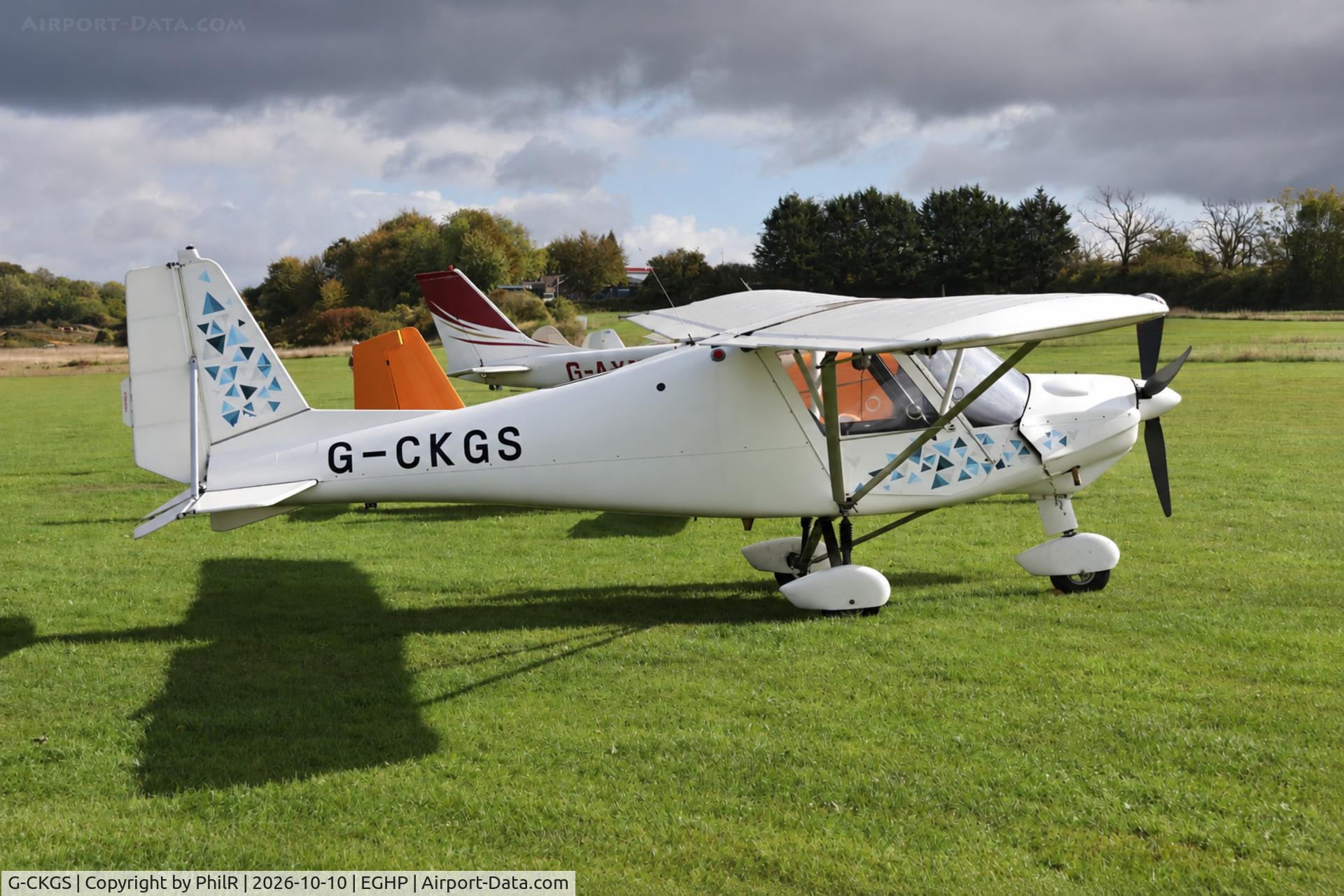 Aircraft G-CKGS, 2017 Comco Ikarus C42 FB80 Bravo, c/n 1705-7501, G-CKGS 2017 Comco Ikarus C42 FB80 Popham, at EGHP, photo by PhilR