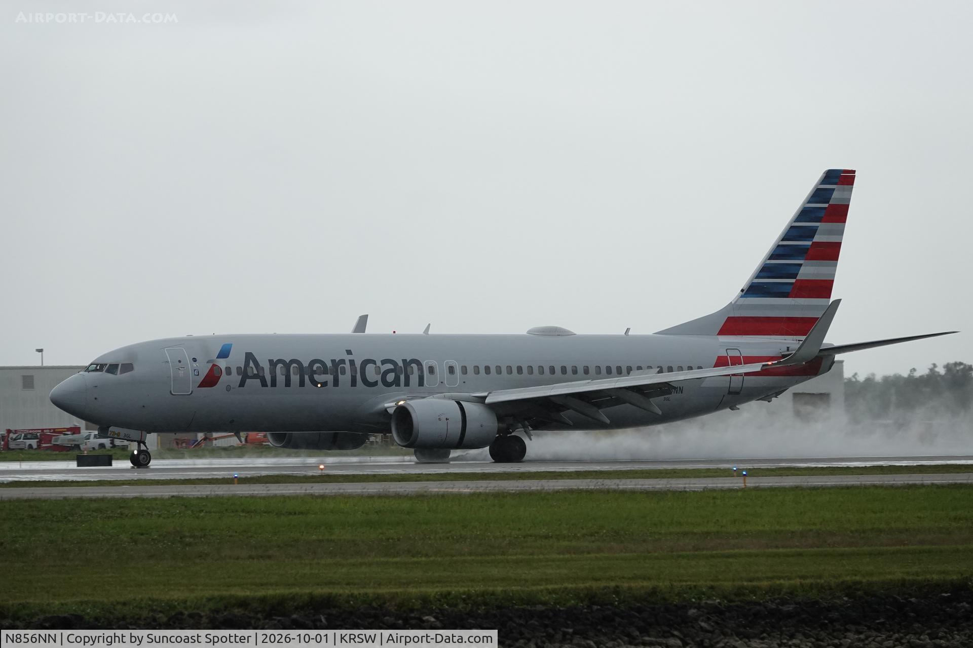Aircraft N856NN, 2010 Boeing 737-823, c/n 31107, American 2365 arrives at Southwest Florida International Airport following flight from Philadelphia International Airport, at KRSW, photo by Suncoast Spotter