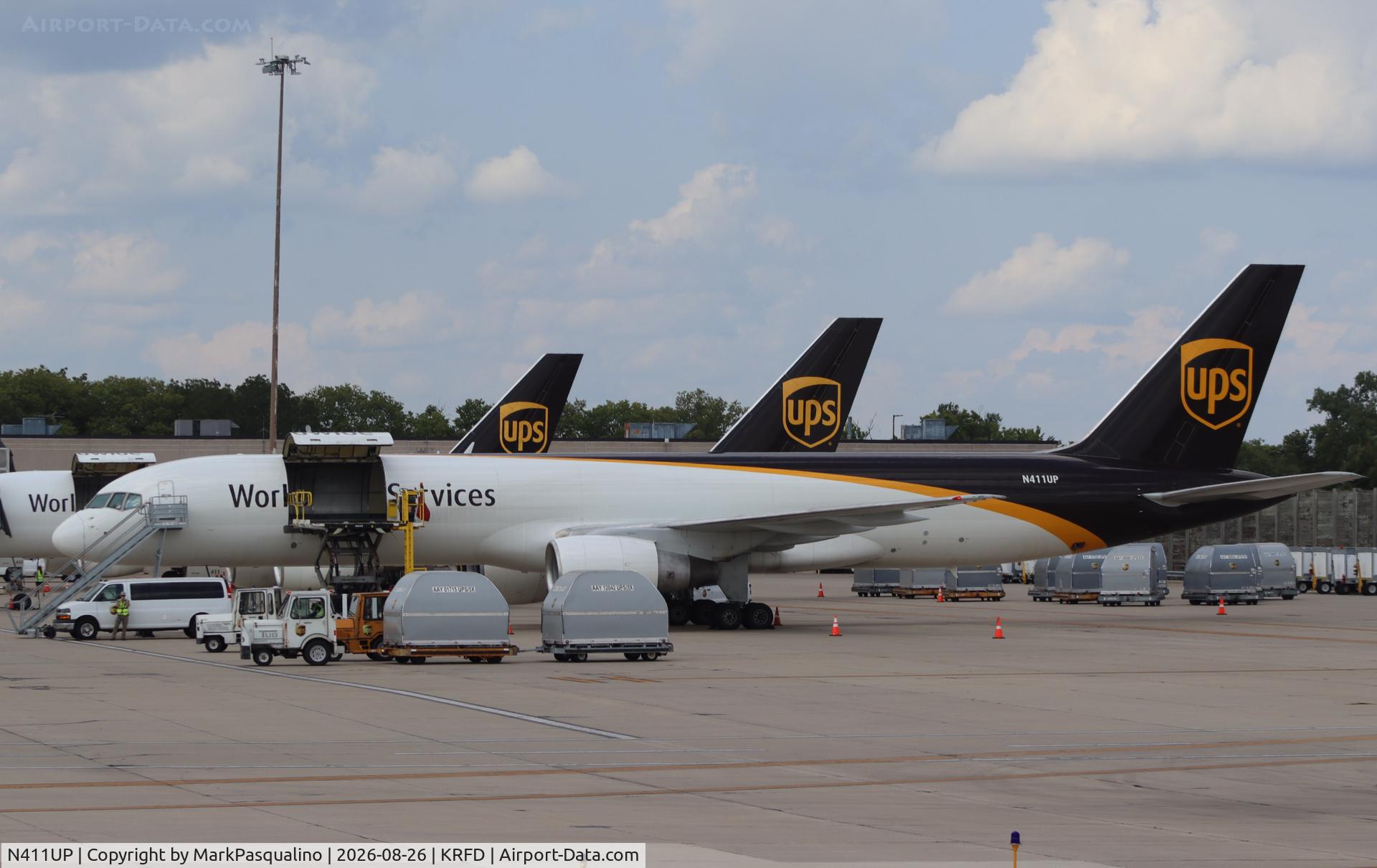 Aircraft N411UP, 1988 Boeing 757-24APF, c/n 23851, Boeing 757-24APF, at KRFD, photo by MarkPasqualino