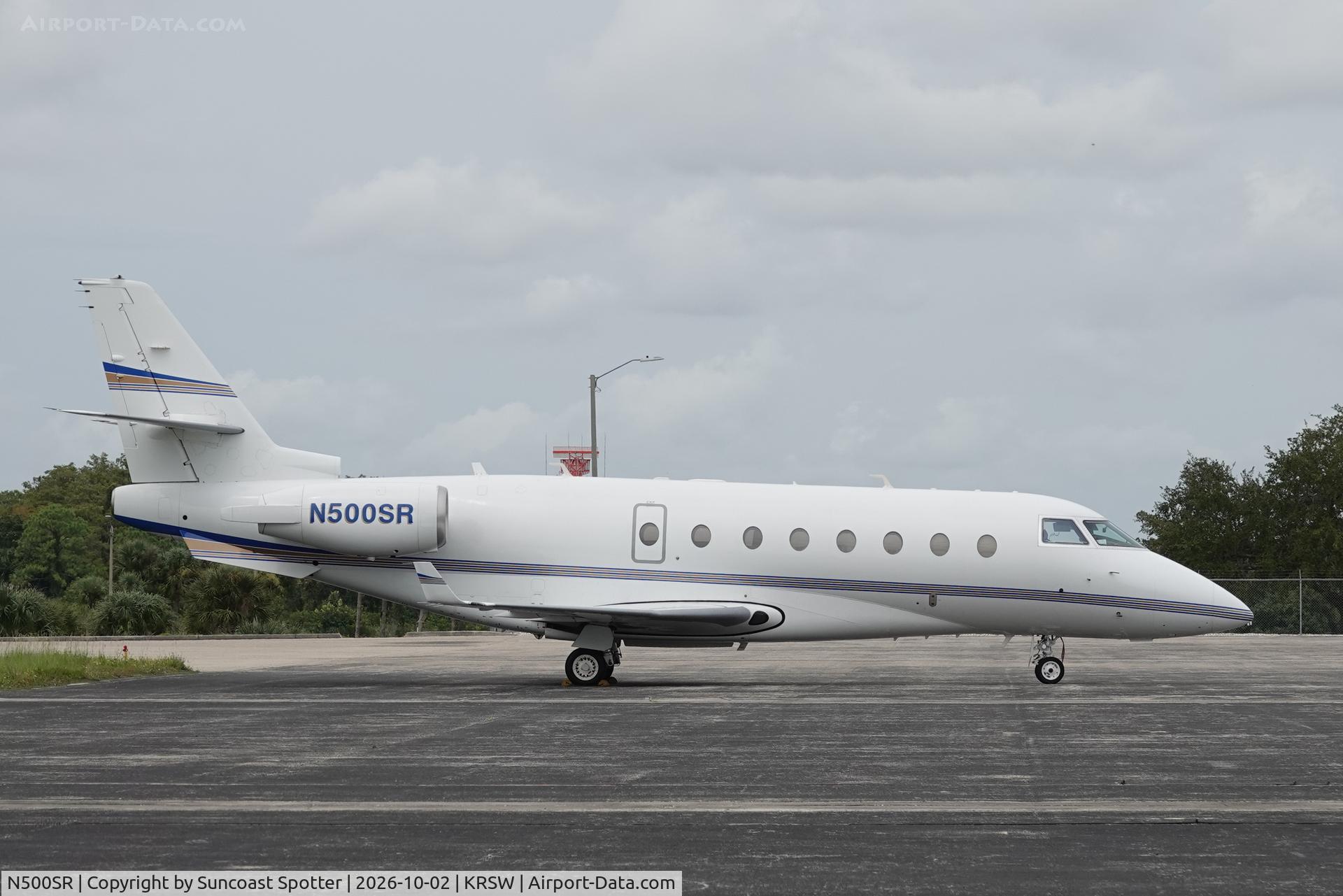 Aircraft N500SR, 2008 Israel Aerospace Industriesltd G200, c/n 202, Galaxy 500SR sits on the Private Sky ramp at Southwest Florida International Airport, at KRSW, photo by Suncoast Spotter