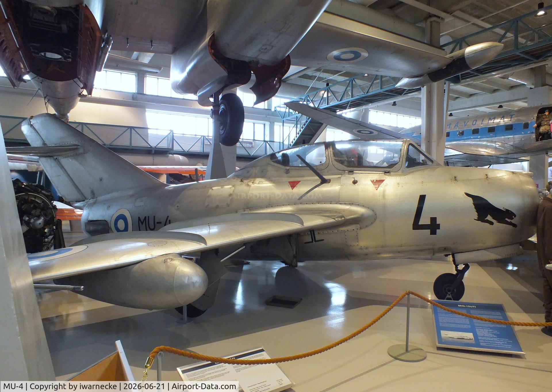 Aircraft MU-4, Aero CS-102 (MiG-15UTI), c/n 722375, Aero CS-102 (MiG-15UTI) MIDGET at the Suomen Ilmavoimamuseo (Finnish Air Force Museum, formerly known as Keski-Suomen Ilmailumuseo / Aviation Museum of Central Finland), Jyväskylä-Tikkakoski, photo by iwarnecke