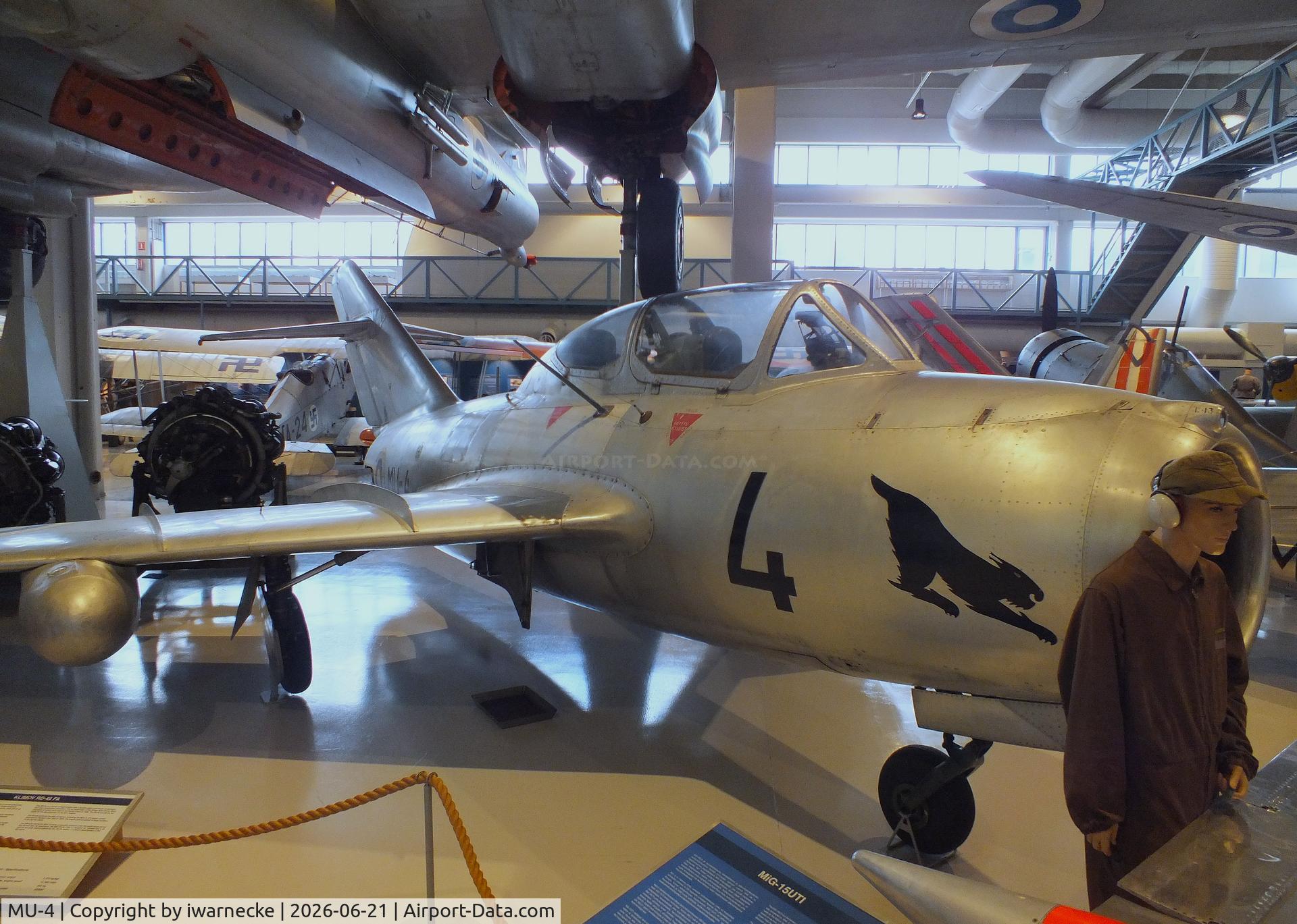 Aircraft MU-4, Aero CS-102 (MiG-15UTI), c/n 722375, Aero CS-102 (MiG-15UTI) MIDGET at the Suomen Ilmavoimamuseo (Finnish Air Force Museum, formerly known as Keski-Suomen Ilmailumuseo / Aviation Museum of Central Finland), Jyväskylä-Tikkakoski, photo by iwarnecke