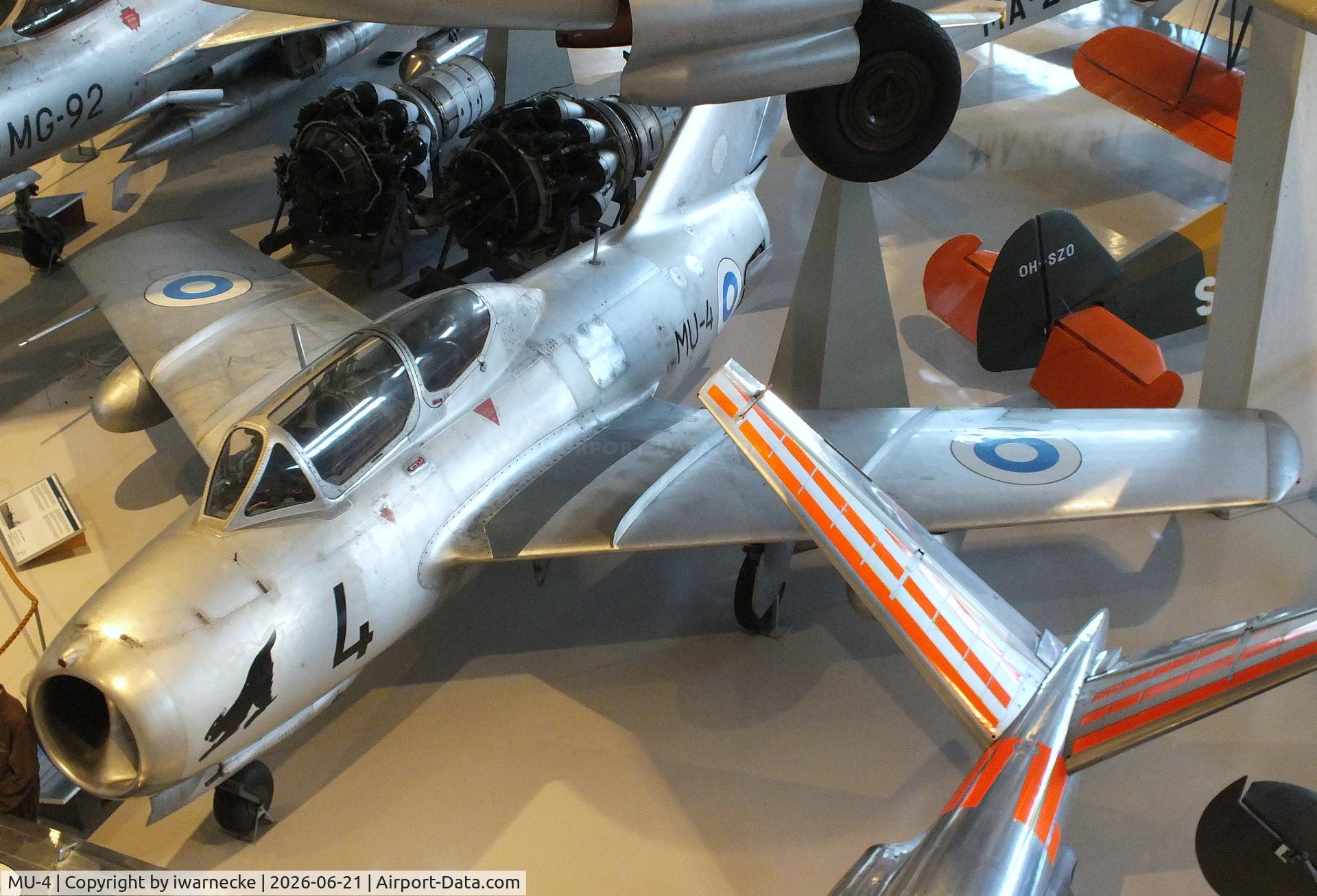 Aircraft MU-4, Aero CS-102 (MiG-15UTI), c/n 722375, Aero CS-102 (MiG-15UTI) MIDGET at the Suomen Ilmavoimamuseo (Finnish Air Force Museum, formerly known as Keski-Suomen Ilmailumuseo / Aviation Museum of Central Finland), Jyväskylä-Tikkakoski, photo by iwarnecke