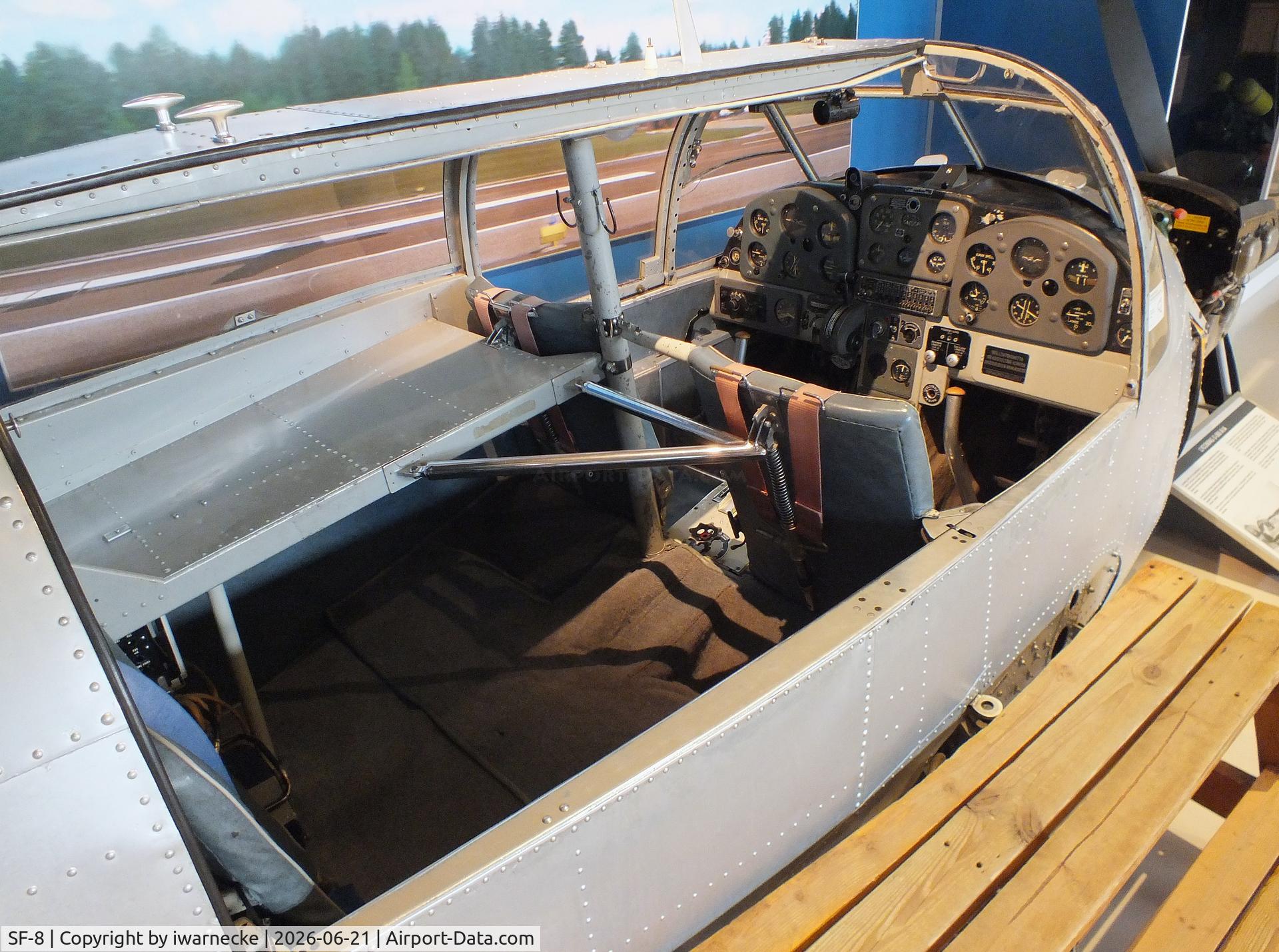 Aircraft SF-8, Saab 91D Safir, c/n 91-354, SAAB 91D Safir (forward fuselage only, minus engine cowlings) at the Suomen Ilmavoimamuseo (Finnish Air Force Museum, formerly known as Keski-Suomen Ilmailumuseo / Aviation Museum of Central Finland), Jyväskylä-Tikkakoski #c, photo by iwarnecke