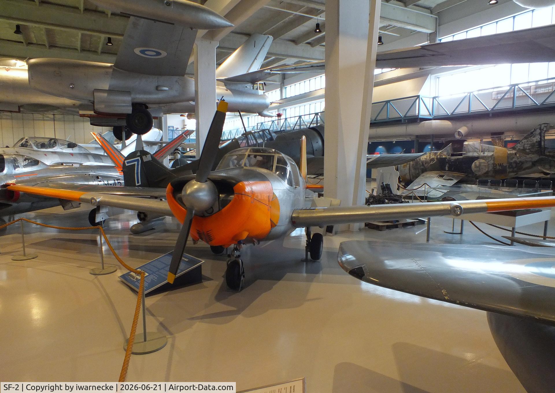 Aircraft SF-2, Saab 91D Safir, c/n 91-348, SAAB 91D Safir at the Suomen Ilmavoimamuseo (Finnish Air Force Museum, formerly known as Keski-Suomen Ilmailumuseo / Aviation Museum of Central Finland), Jyväskylä-Tikkakoski, photo by iwarnecke