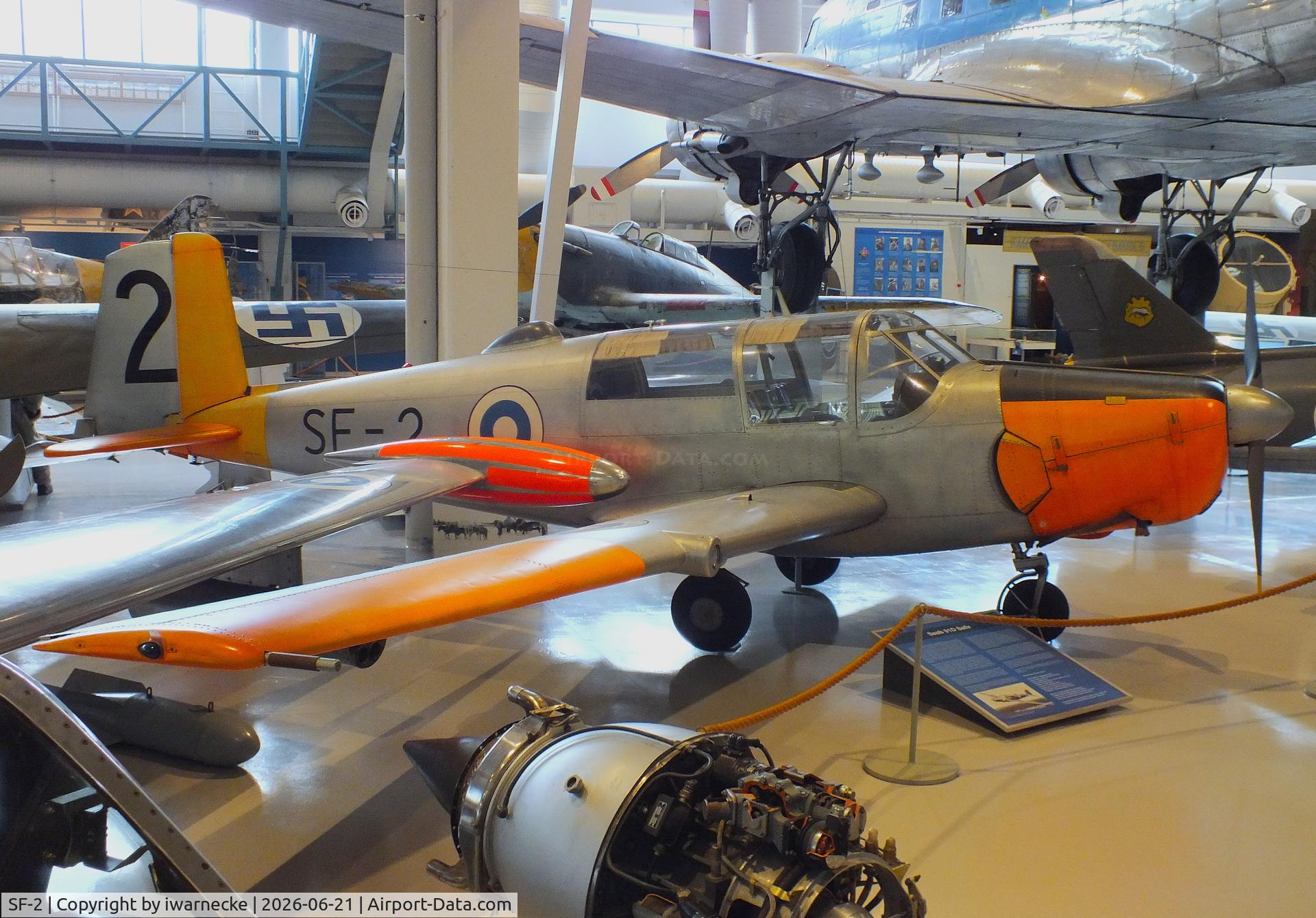 Aircraft SF-2, Saab 91D Safir, c/n 91-348, SAAB 91D Safir at the Suomen Ilmavoimamuseo (Finnish Air Force Museum, formerly known as Keski-Suomen Ilmailumuseo / Aviation Museum of Central Finland), Jyväskylä-Tikkakoski, photo by iwarnecke