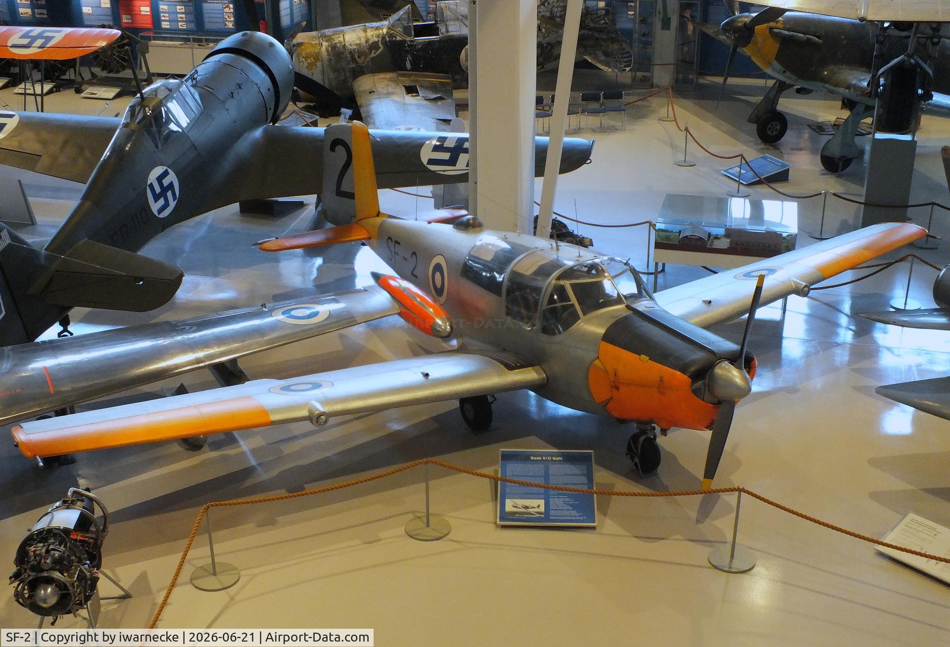 Aircraft SF-2, Saab 91D Safir, c/n 91-348, SAAB 91D Safir at the Suomen Ilmavoimamuseo (Finnish Air Force Museum, formerly known as Keski-Suomen Ilmailumuseo / Aviation Museum of Central Finland), Jyväskylä-Tikkakoski, photo by iwarnecke